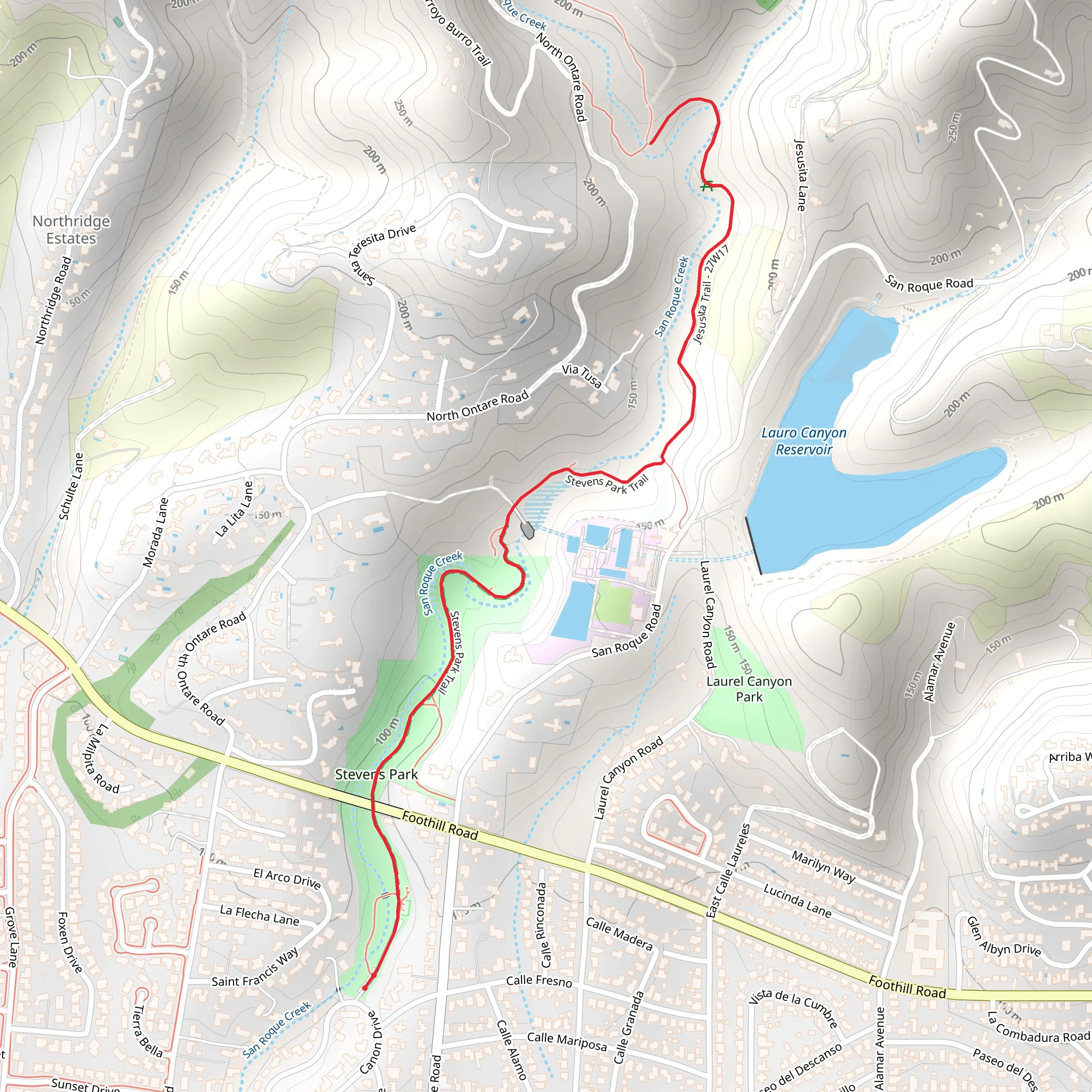 Stevens Park Trail and Jesusita Trail mobile static map