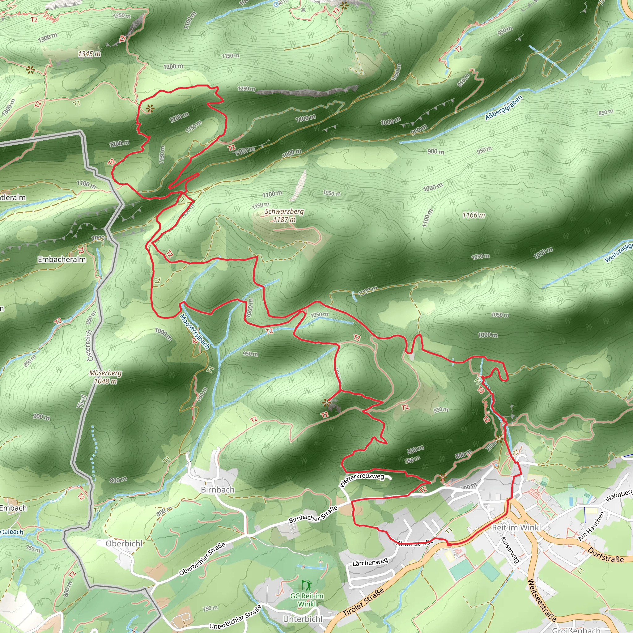 Wetterkreuz, Chiemsee Blick and Hausbachfall Loop - Reit im Winkl mobile static map