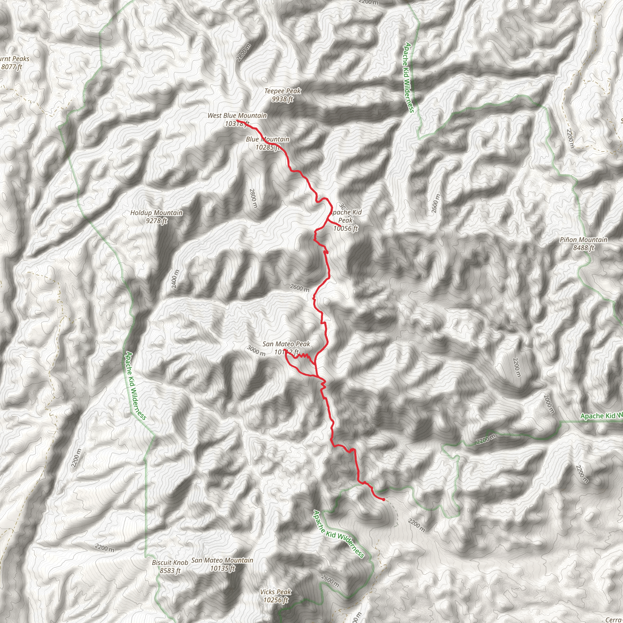 West Blue Mountain-Blue Mountain-Apache Kid Peak-San Mateo Peak mobile static map