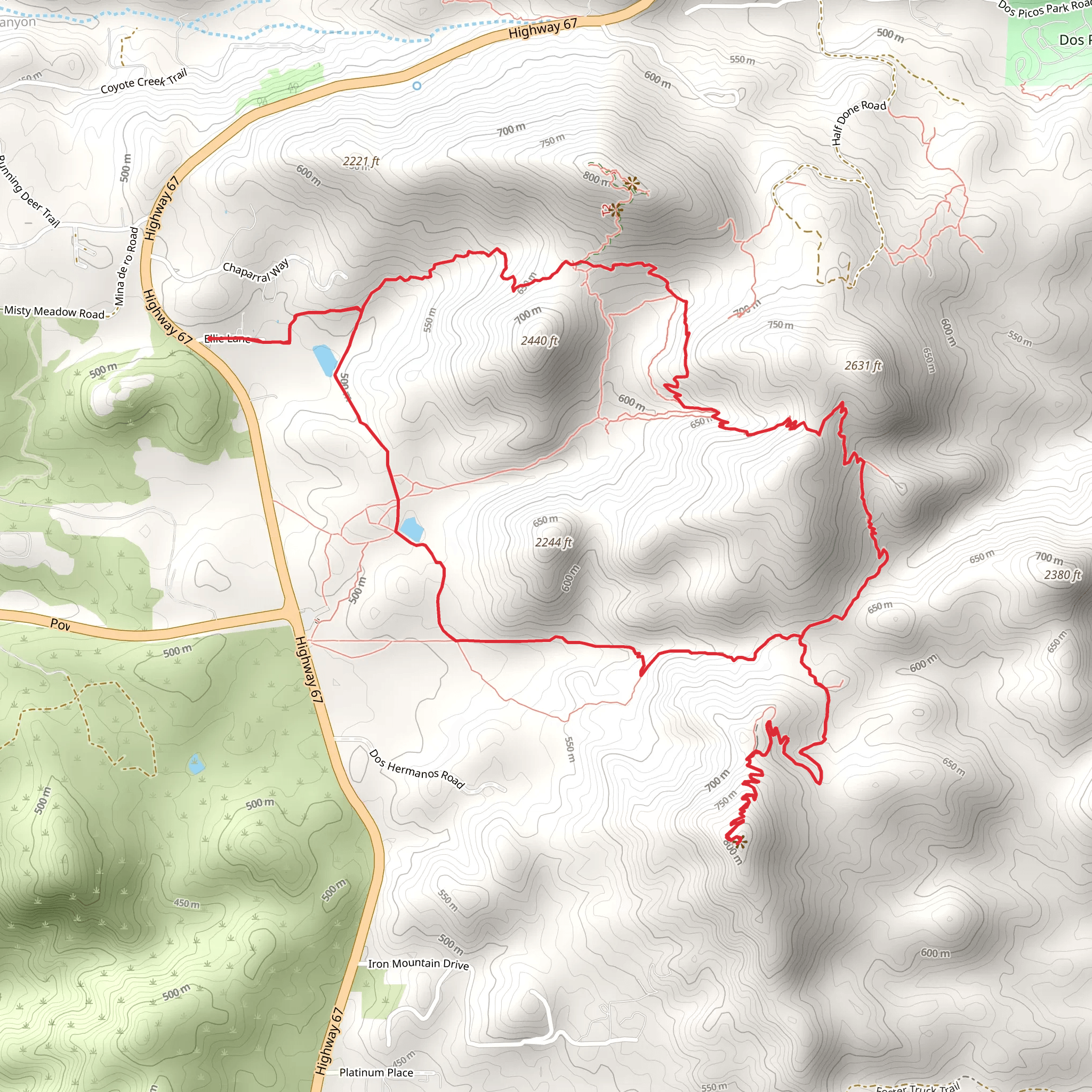 Ellie Lane and Iron Mountain Loop Trail mobile static map
