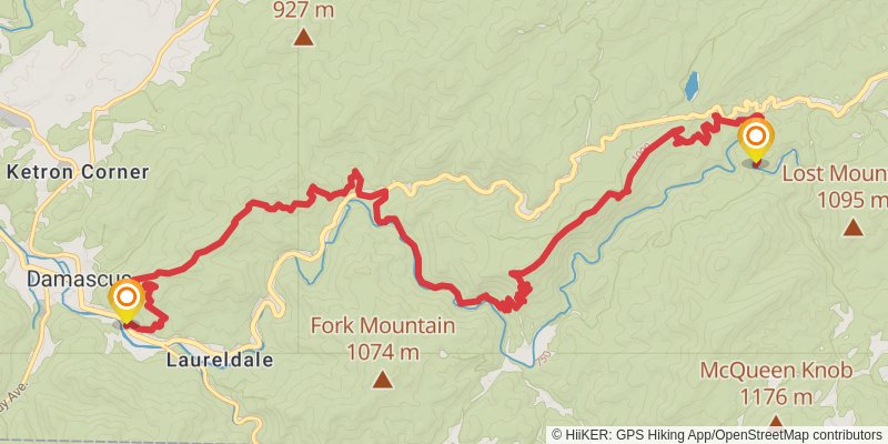 Virginia Creeper Trail alt 1 Map