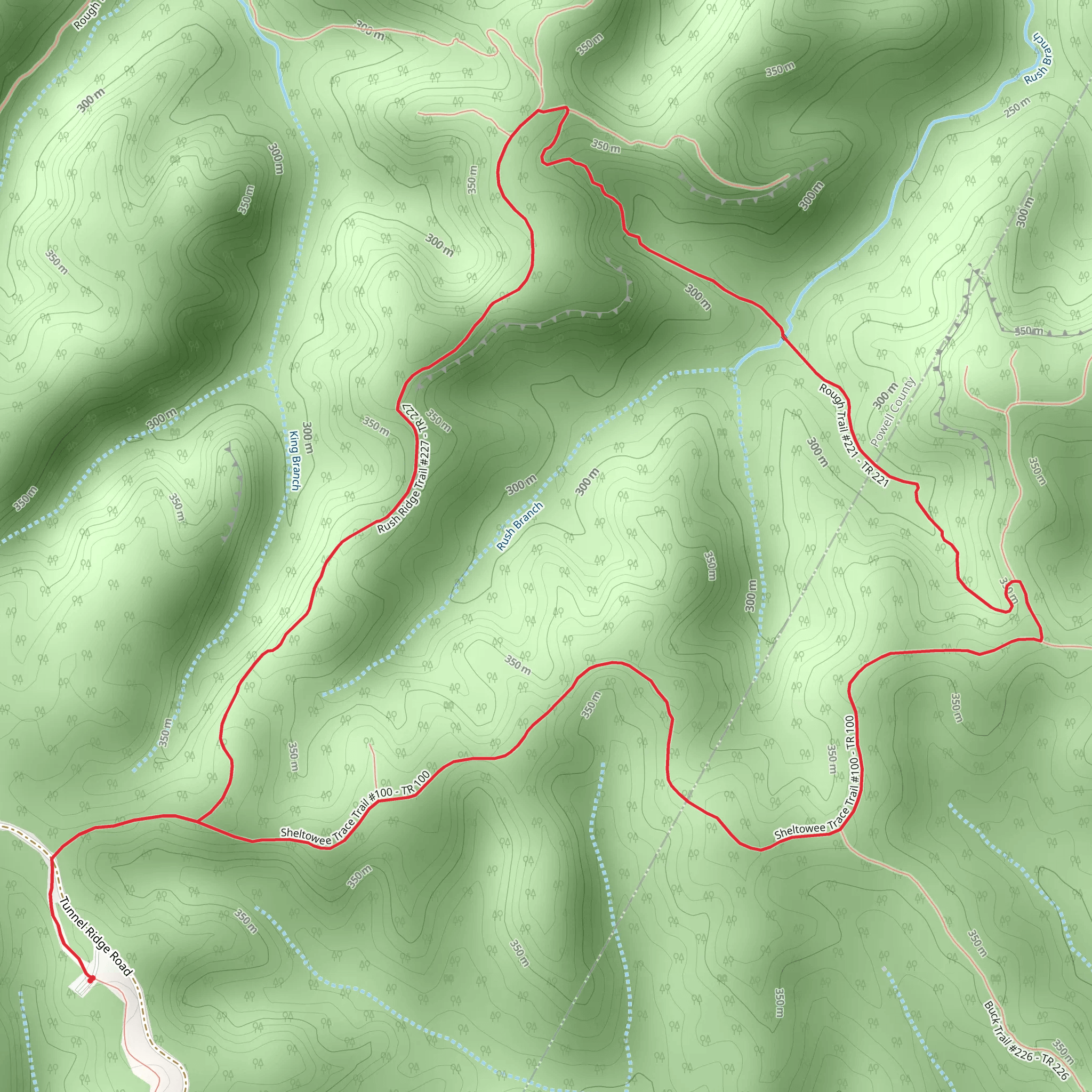 Rush Ridge Trail and Sheltowee Trace Trail Loop mobile static map
