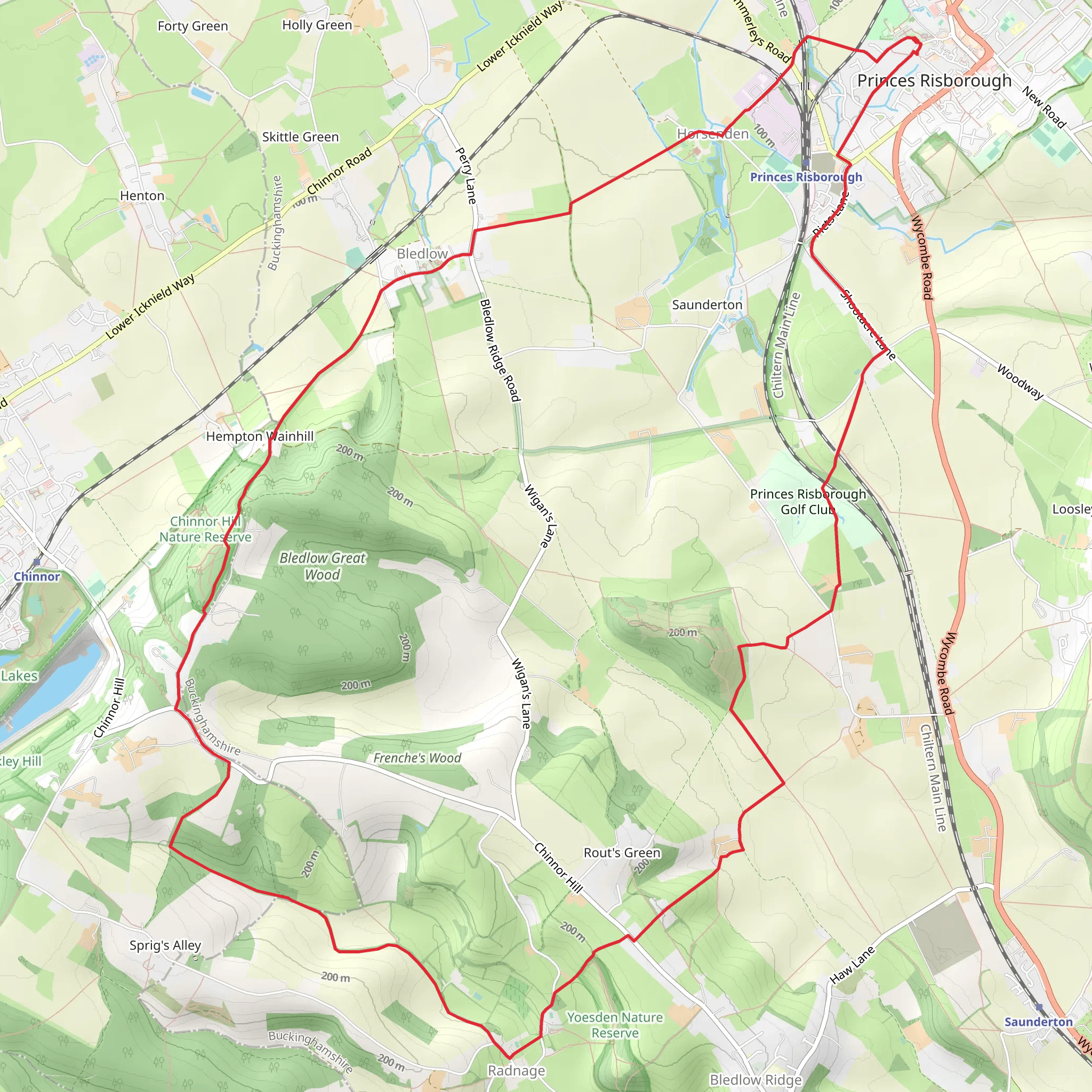 Hempton Wainhill via The Ridgeway and Midshires Way mobile static map