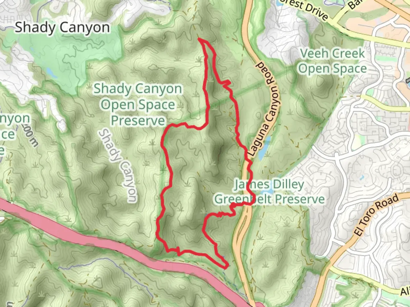 An image depicting the trail Stagecoach South, West Canyon and Barbara's Lake Loop Trail and its surrounding area.