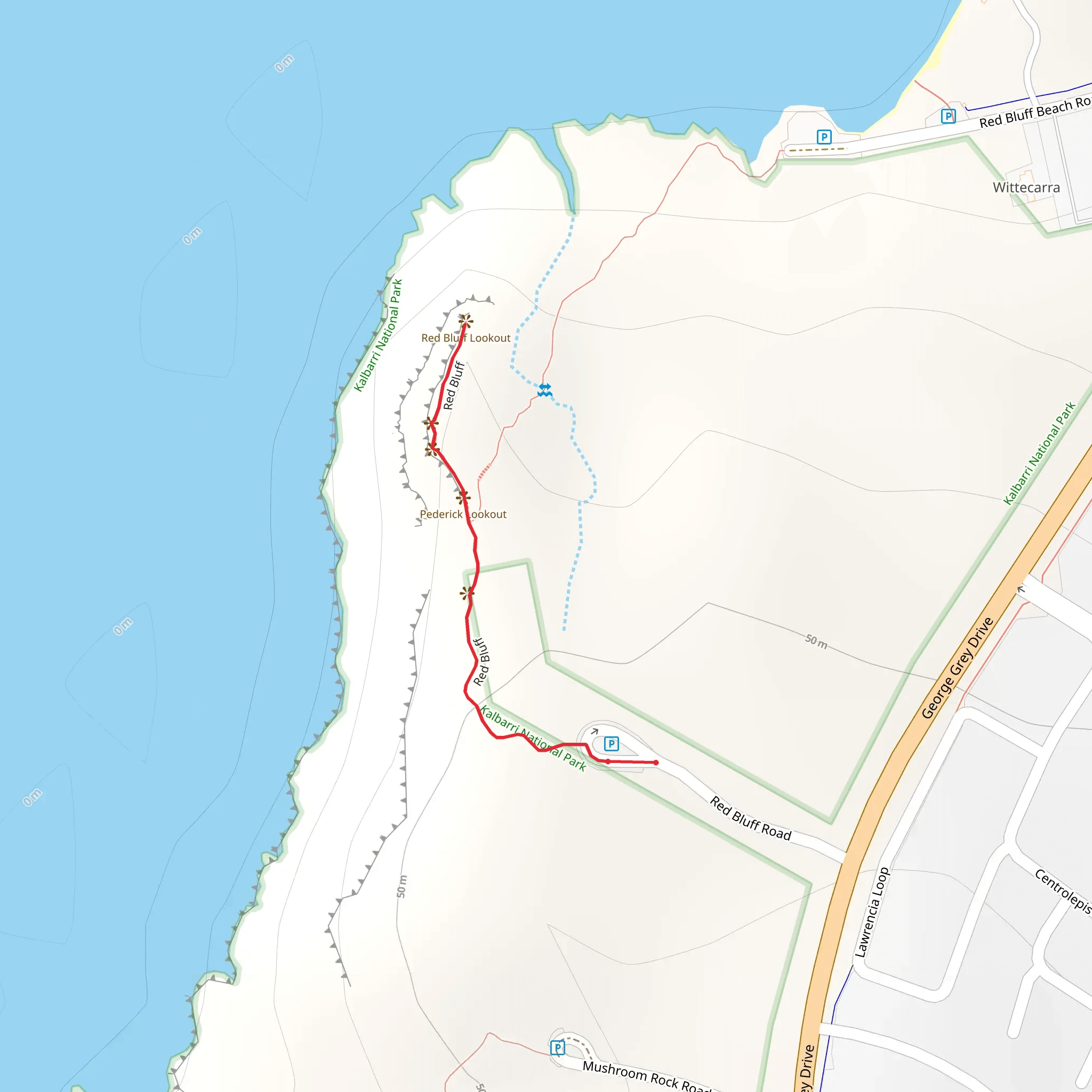 Red Bluff Lookout Trail mobile static map