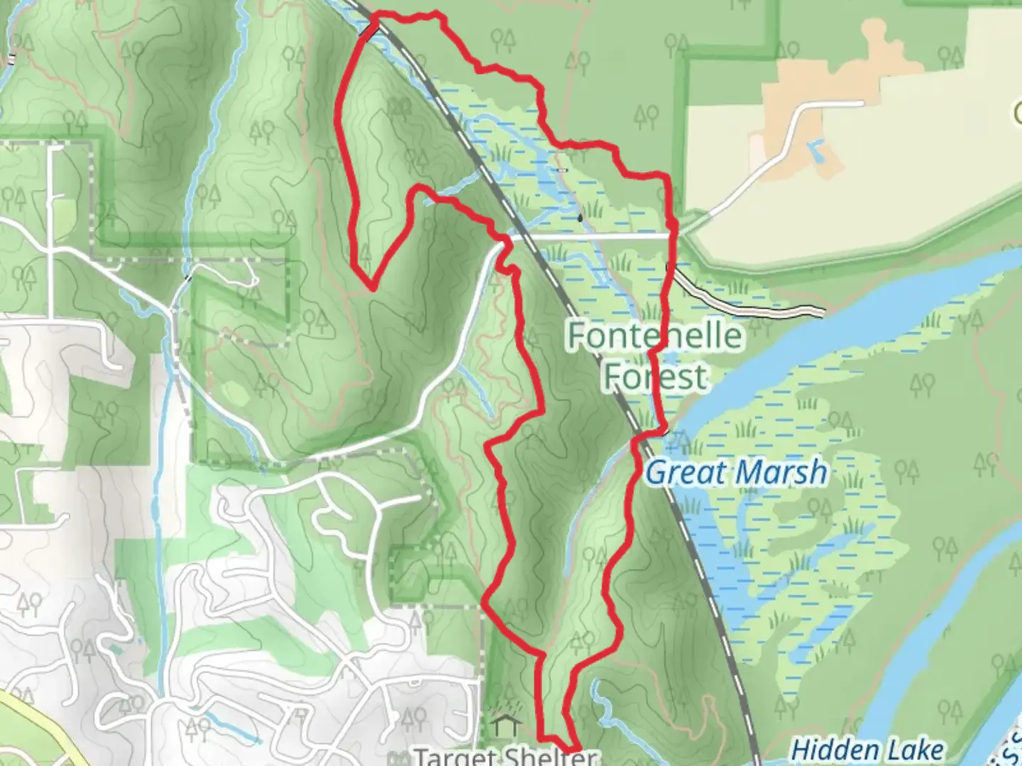 An image depicting the trail Pond, Signal Ridge and Cottonwood Loop Trail and its surrounding area.