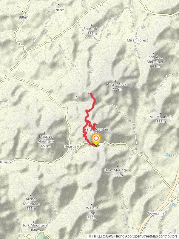 Heards Mountain Trail and Moses Mountain Trail mobile static map