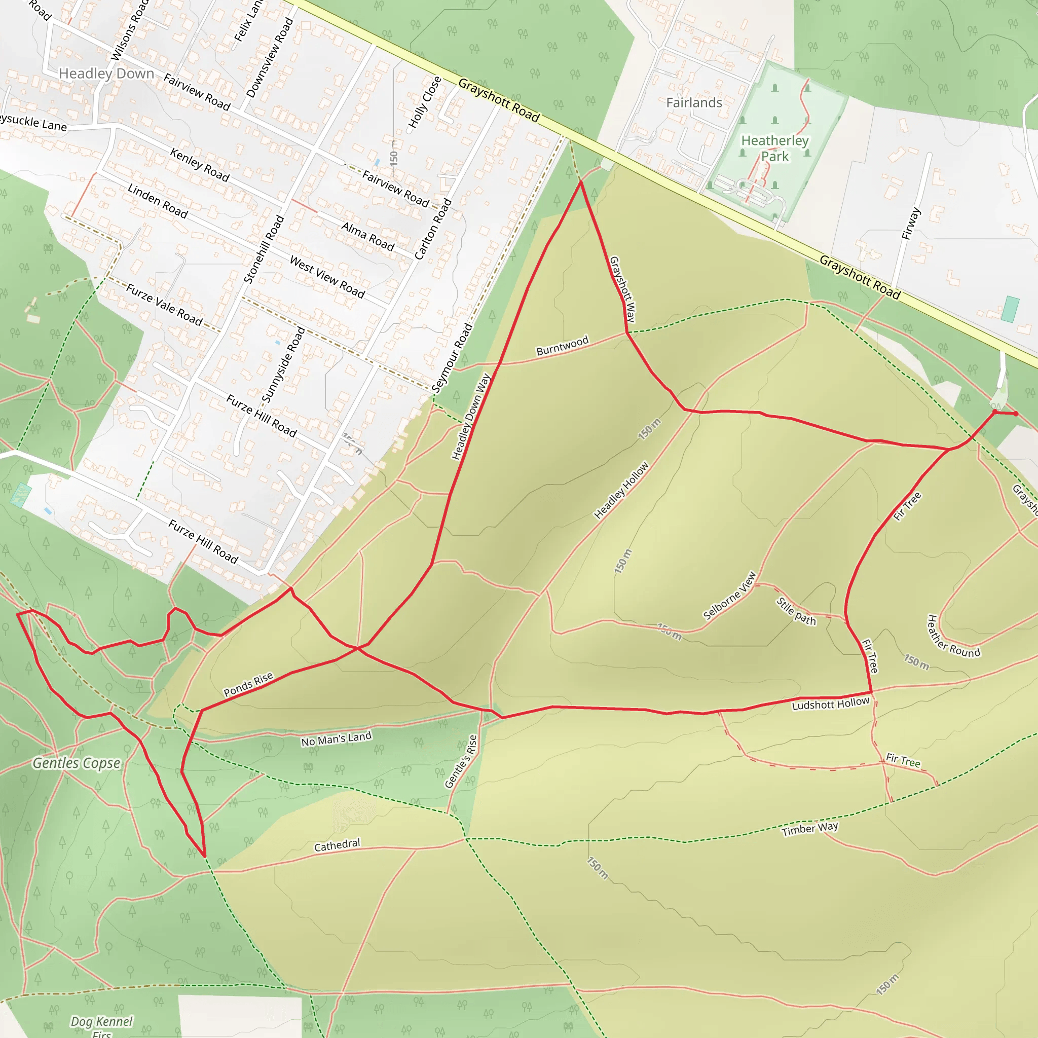 Grayshott Way, Headley Down Way and Ludshott Hollow mobile static map