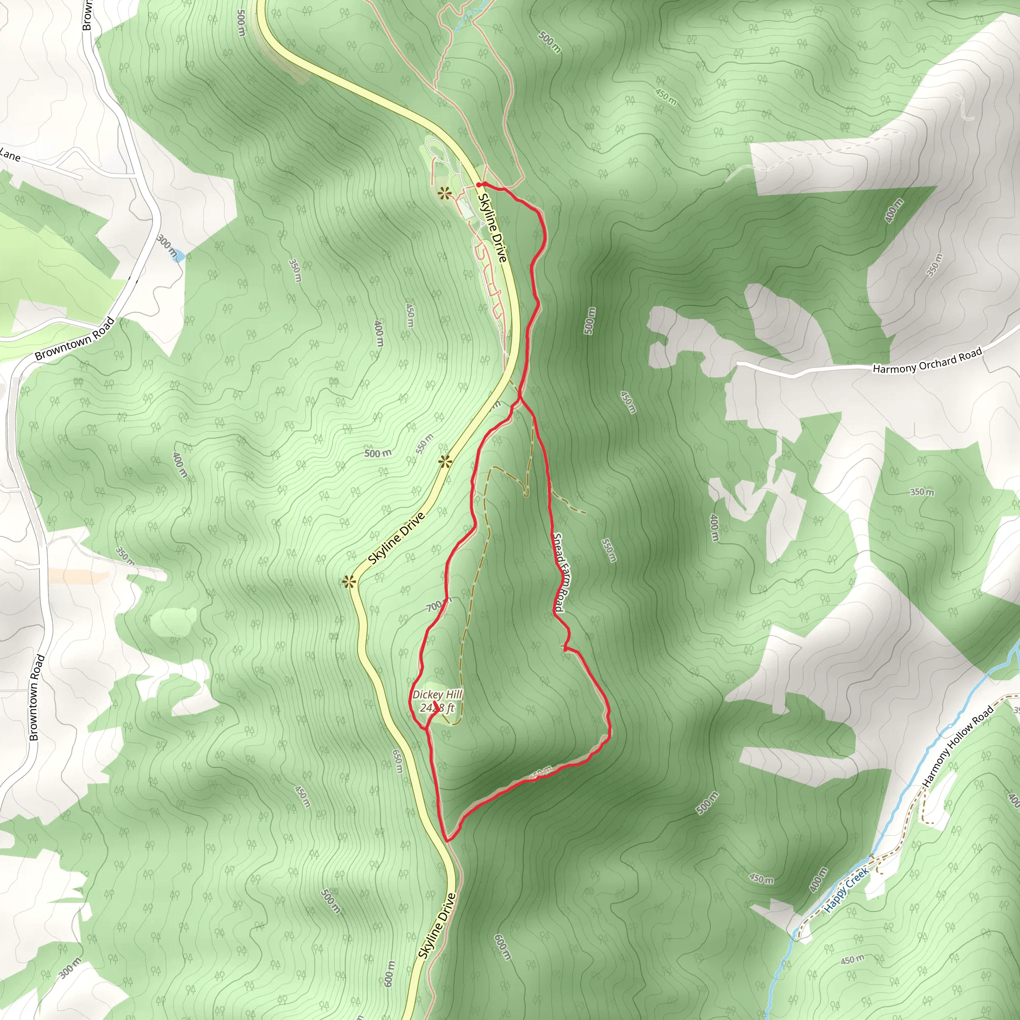 Snead Farm Dickey Ridge Loop Trail mobile static map