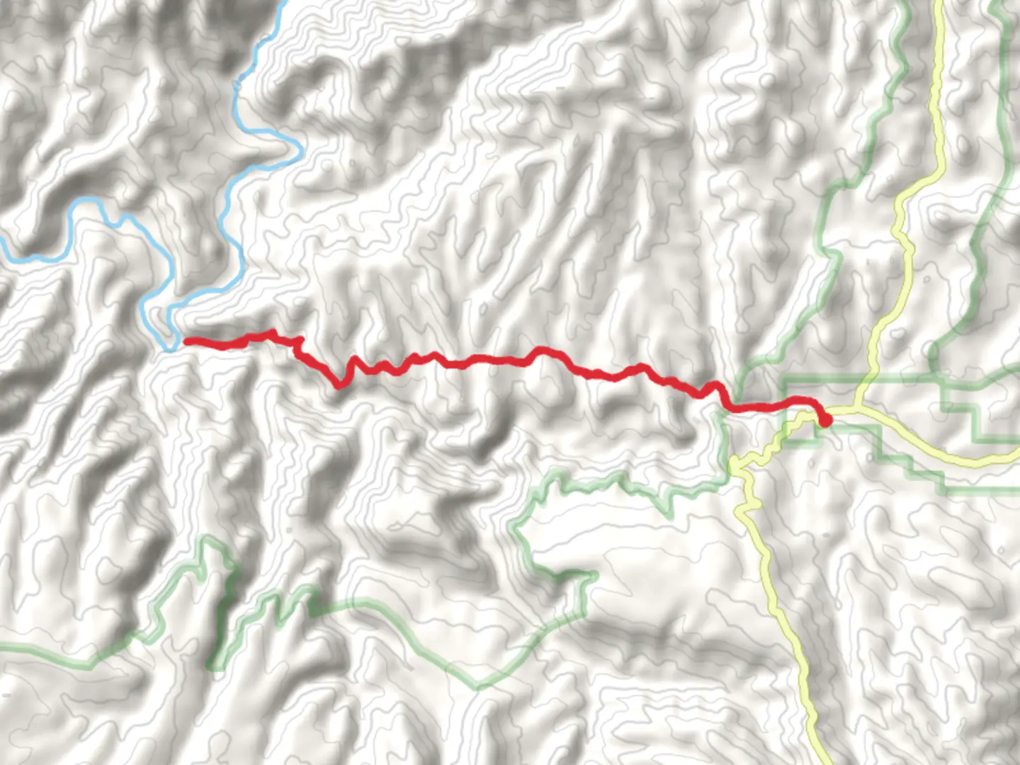 An image depicting the trail Spring Canyon Trail to Gila River and its surrounding area.