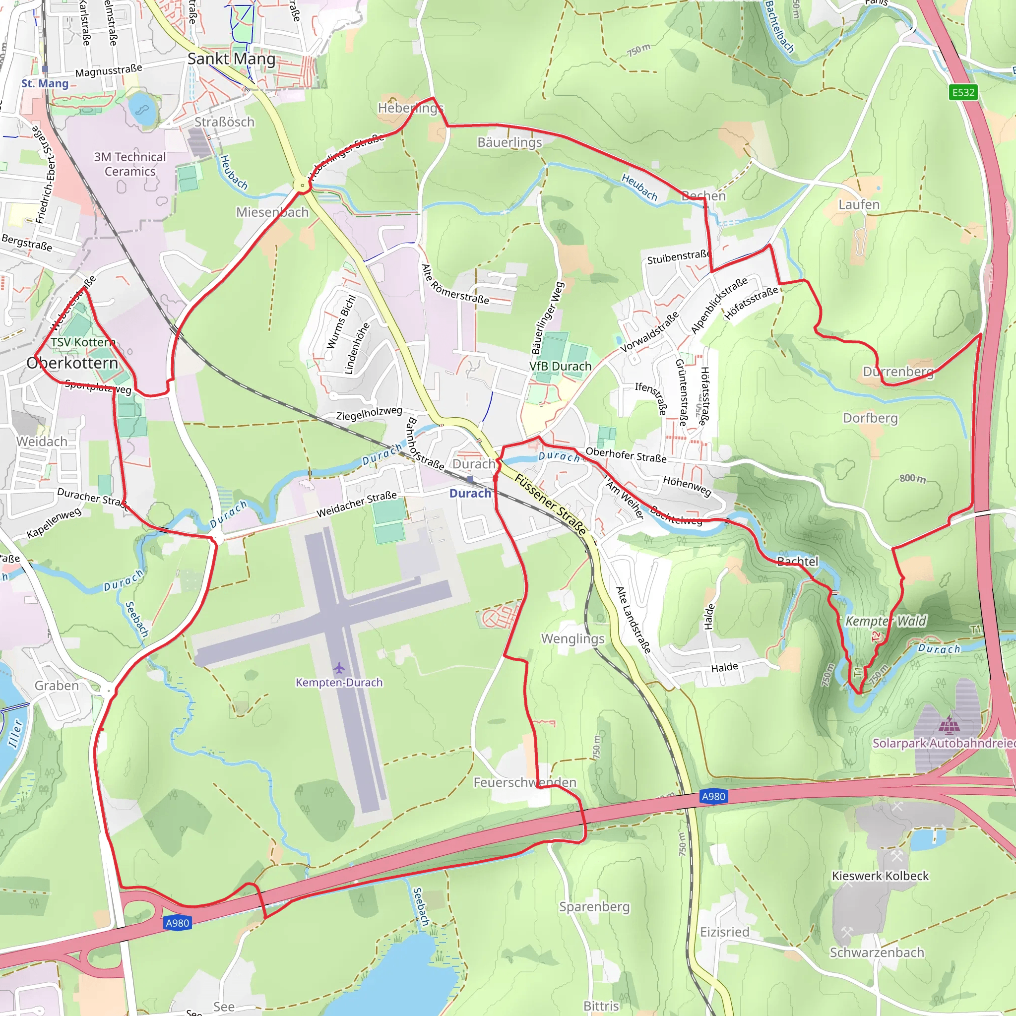 Durach and Sulzberg Loop mobile static map