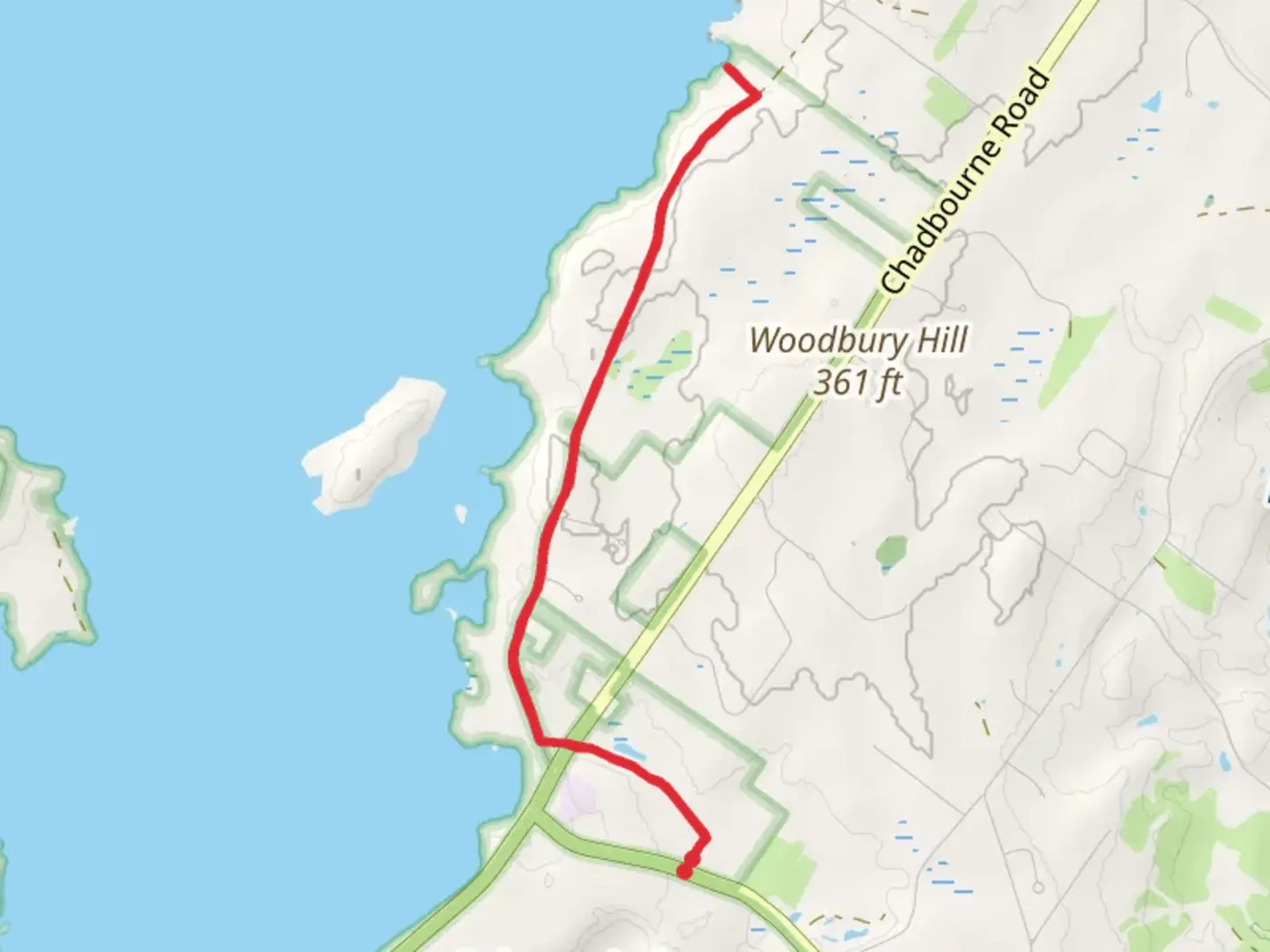 An image depicting the trail Lumbard Cementry via Sebago to the Sea Trail and its surrounding area.