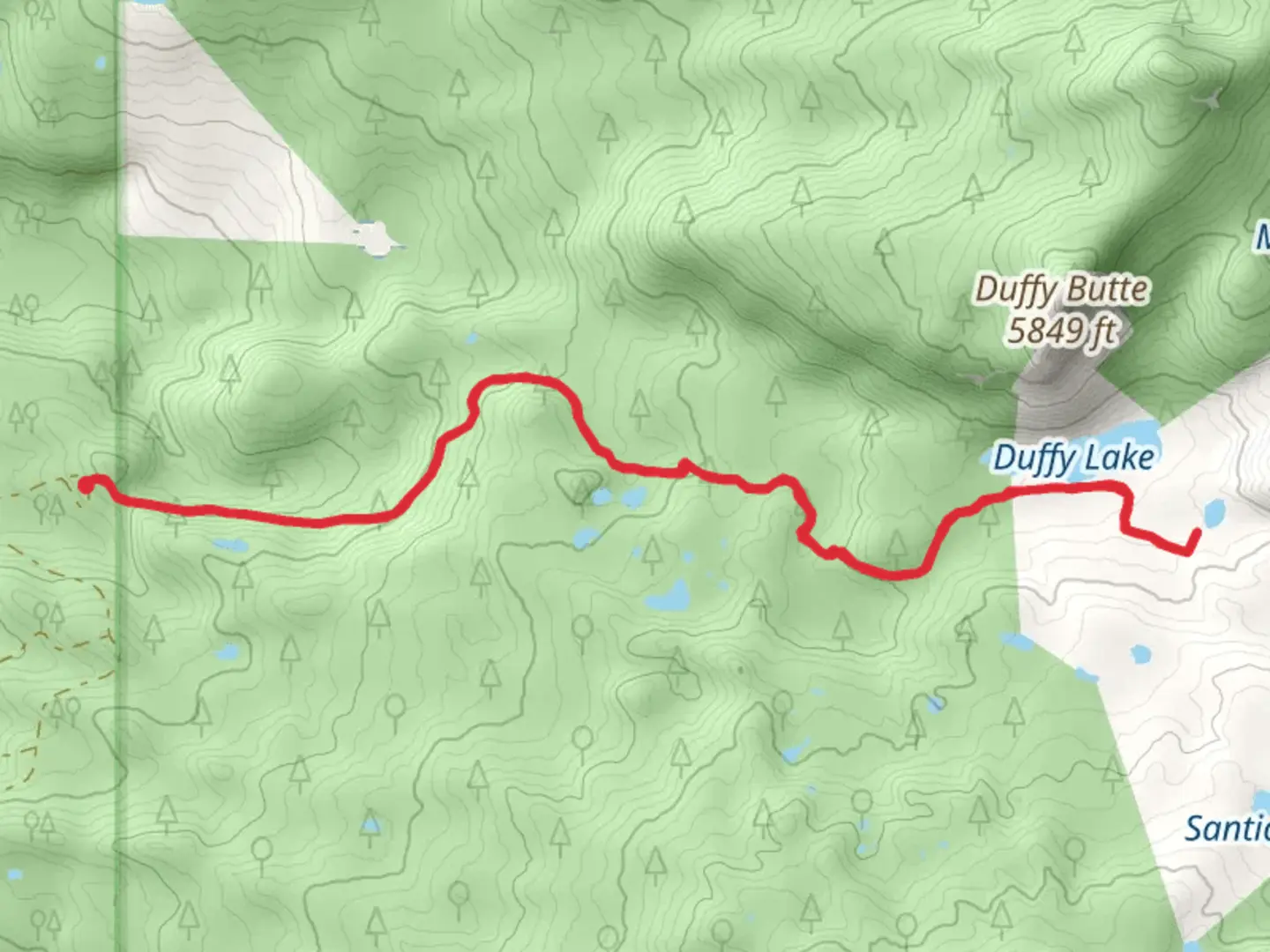 An image depicting the trail Duffy Lake Trail Out and Back and its surrounding area.