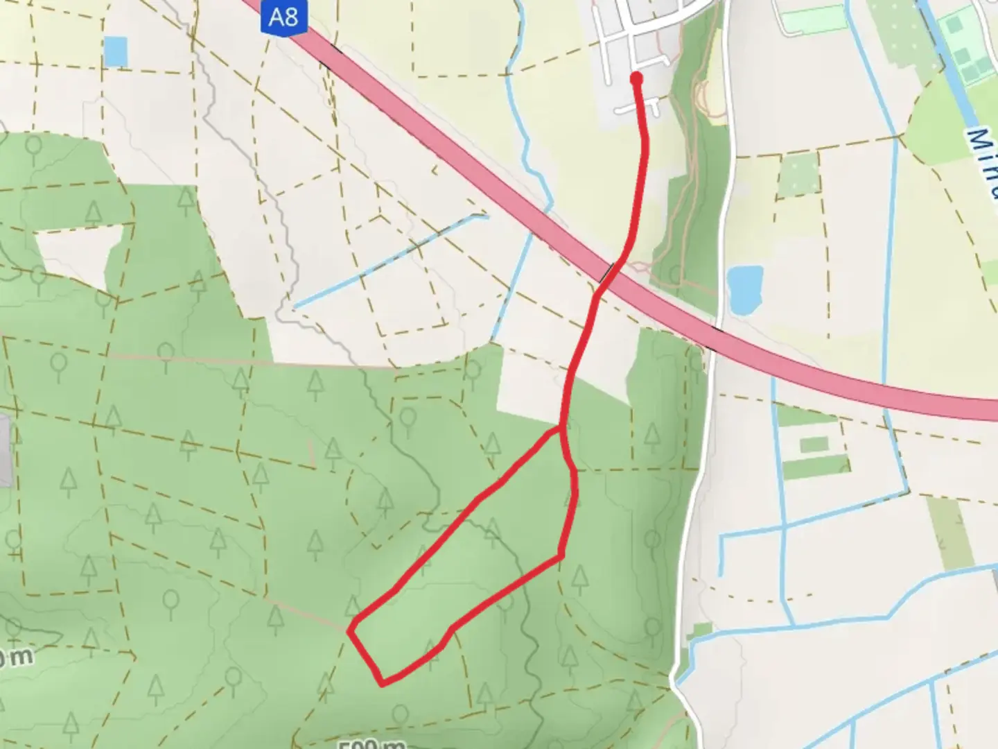 An image depicting the trail Wald Eriebnis Weg and its surrounding area.