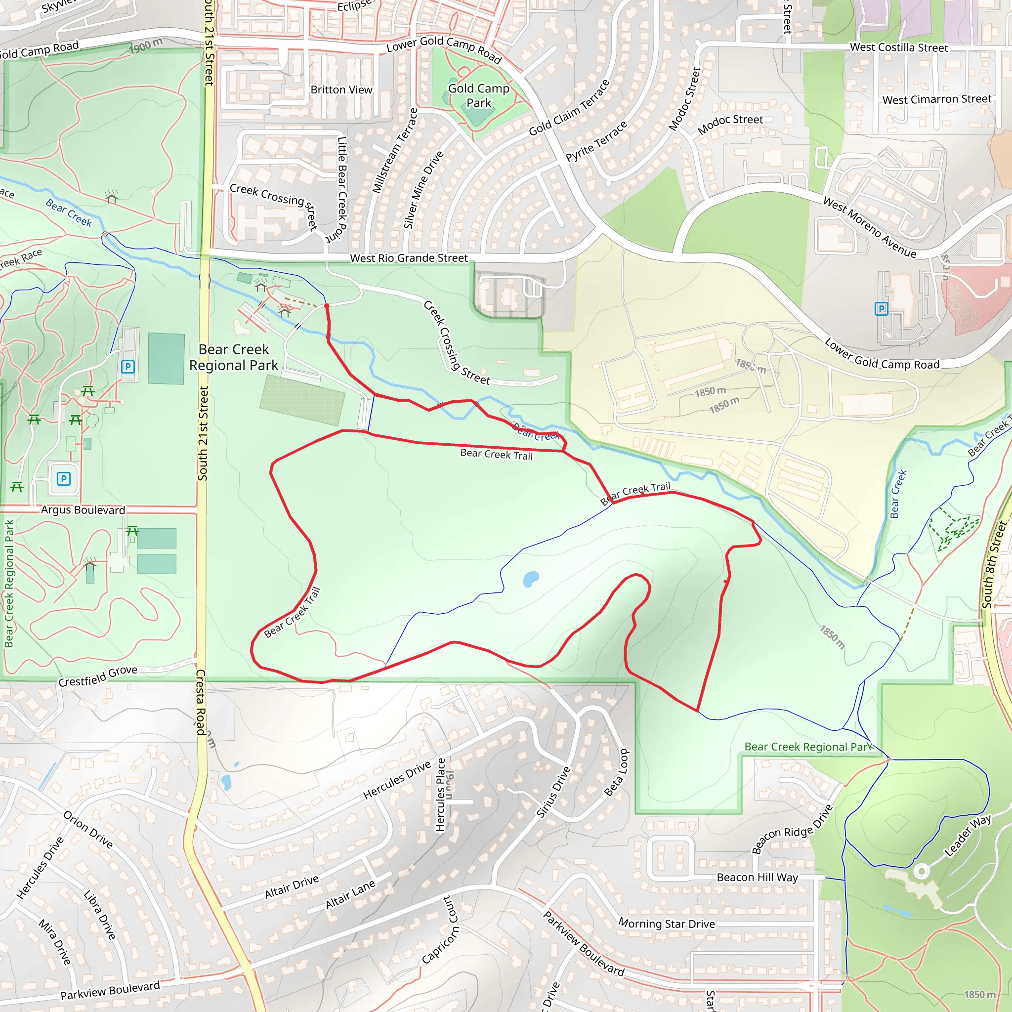 Bear Creek Loop Trail mobile static map