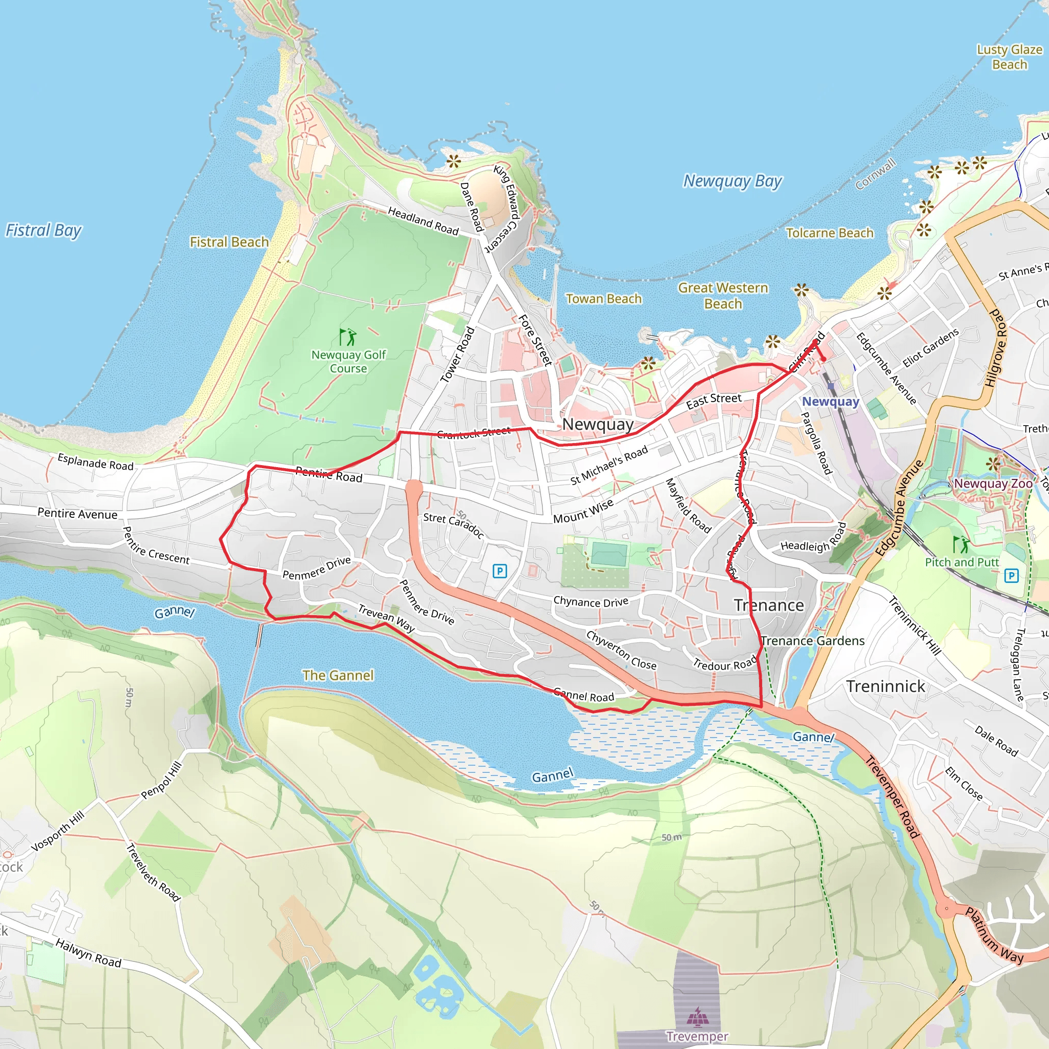 The Gannel from Newquay Station mobile static map