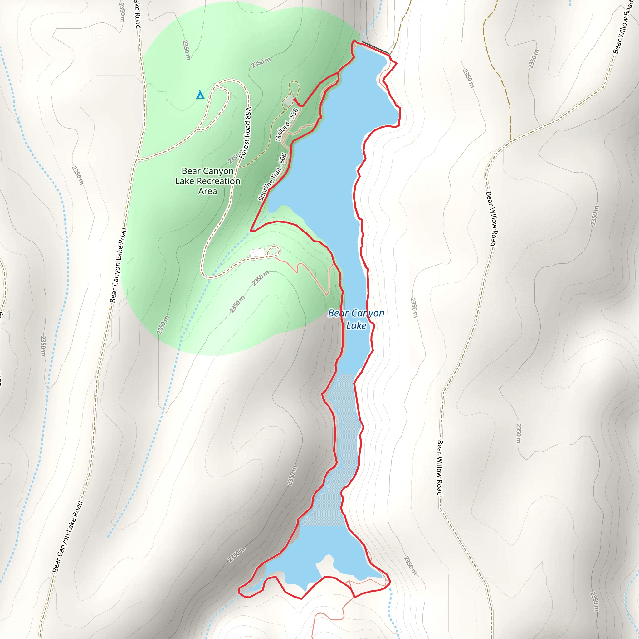 Bear Canyon Lake Loop Trail mobile static map