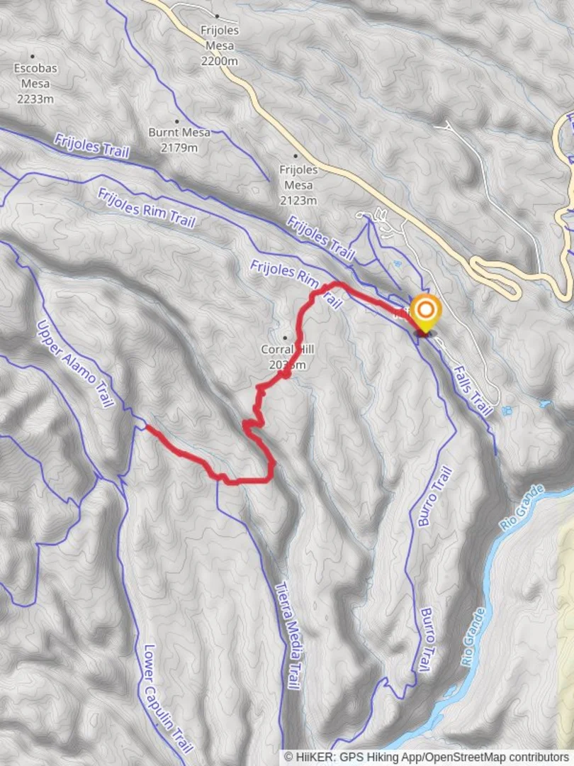 An image depicting the trail Long Trail and Middle Alamo Trail and its surrounding area.