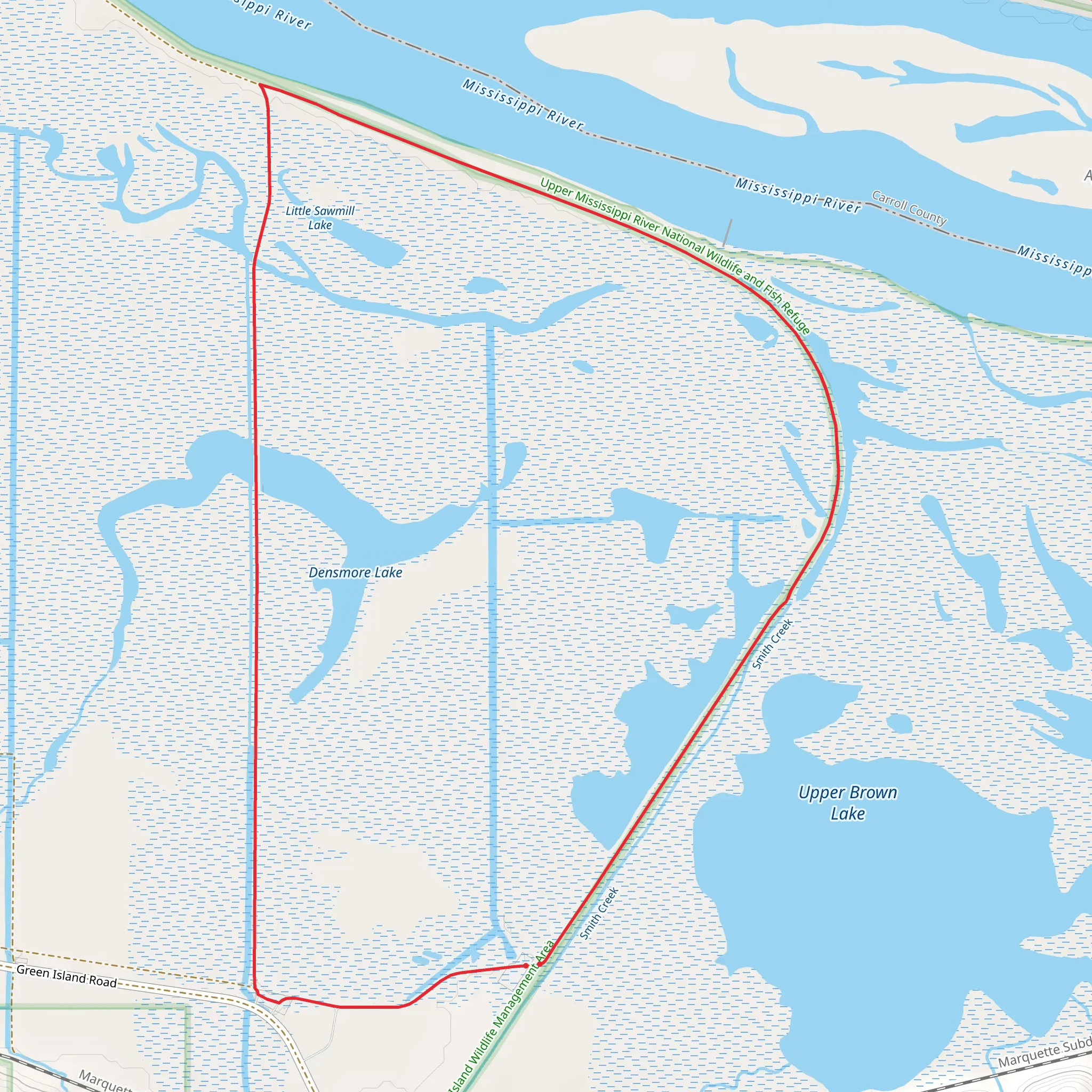 Densmore Lake and Smith Creek Loop mobile static map