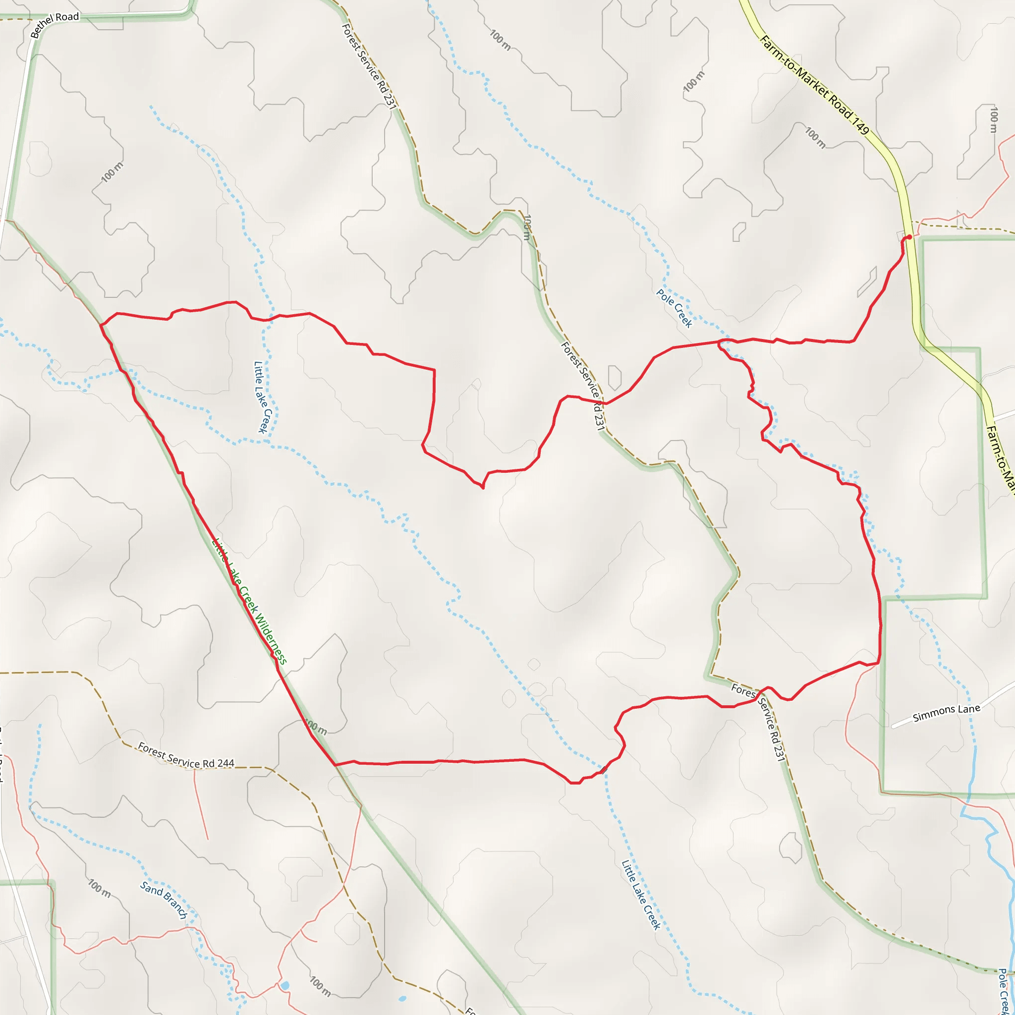 Lone Star Hiking and North Wilderness Loop Trail mobile static map