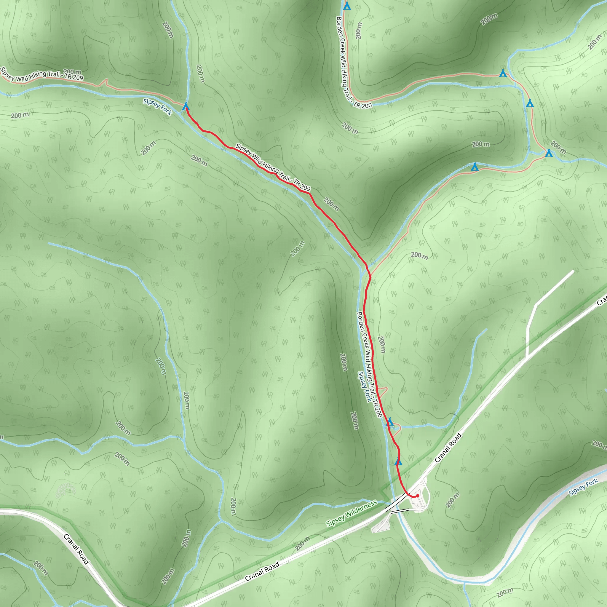 Borden Creek Wild Hiking and Sipsey Wild Hiking Trail mobile static map
