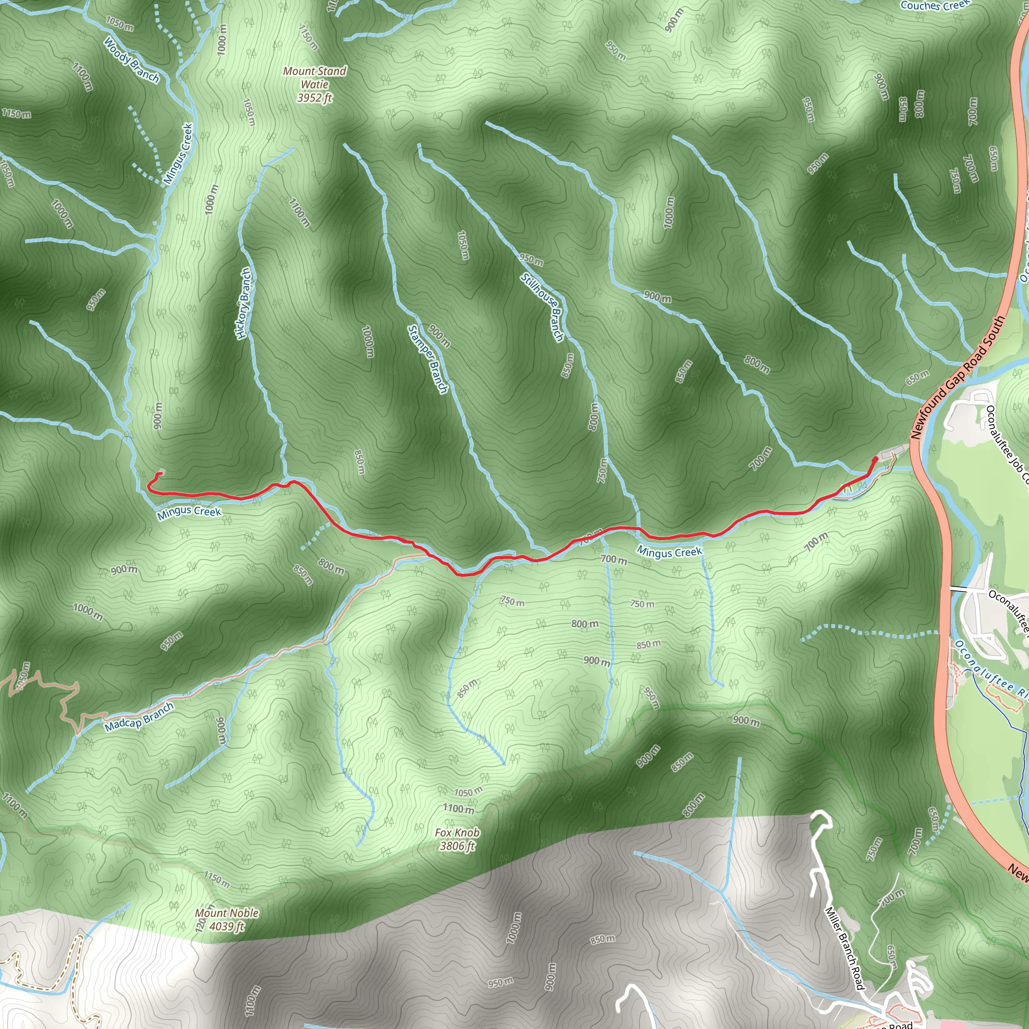 Mingus Creek Cemetery via Magnus Creek Trail mobile static map
