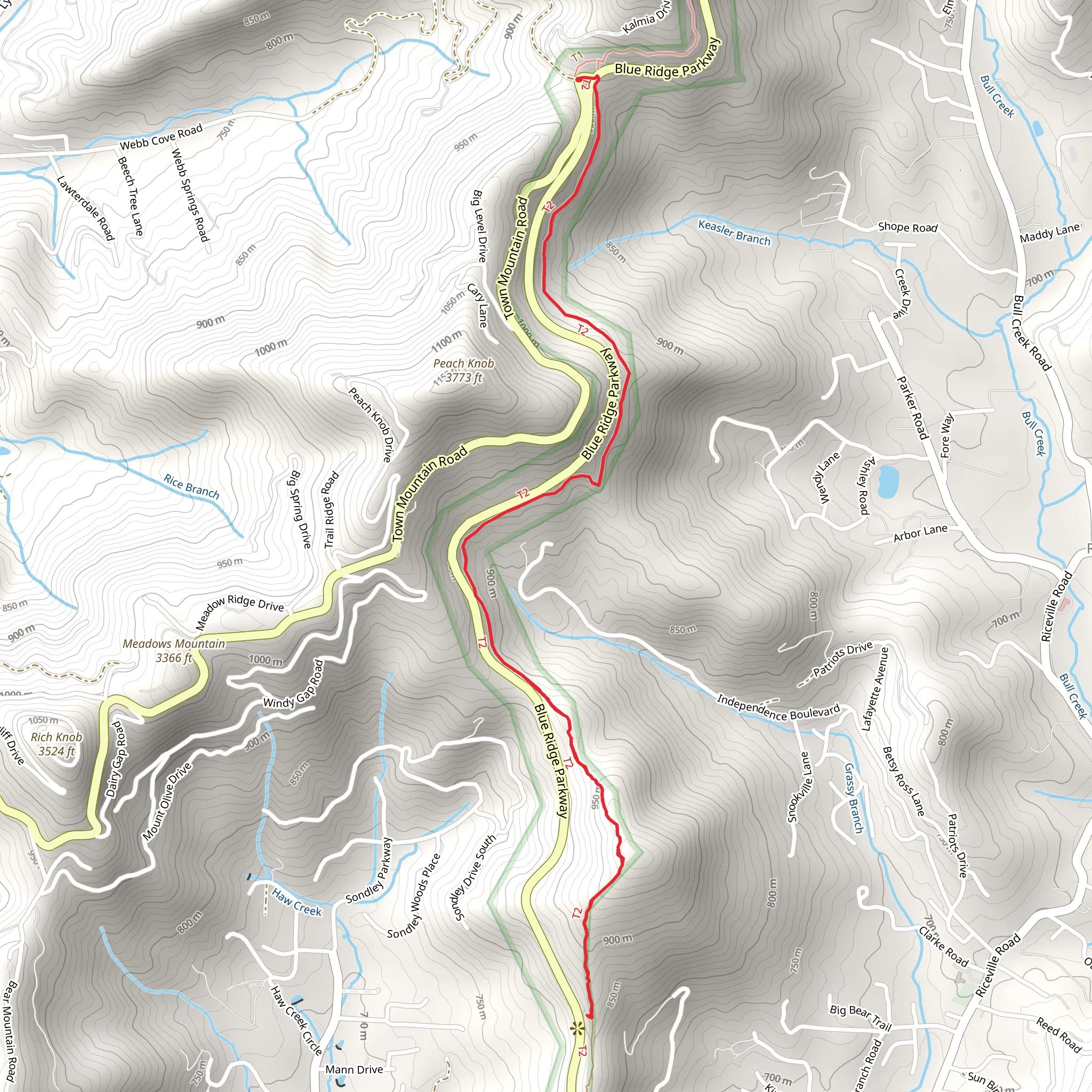 Mountains to Sea Trail Out and Back mobile static map