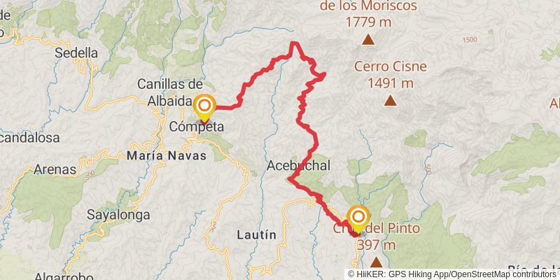 Andalucian Coast to Coast Walk stage 2 Map