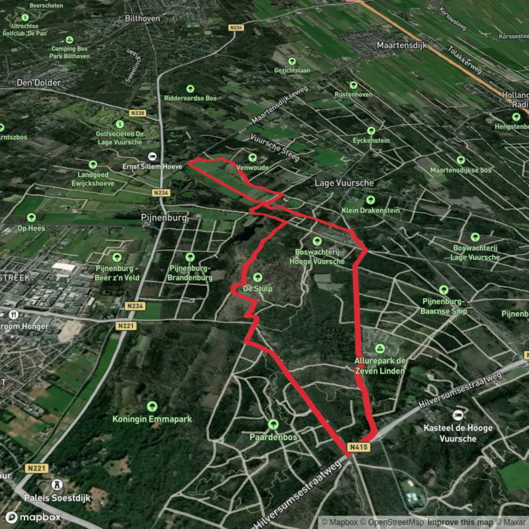 An image depicting the trail Zevenlinden Weg and Nonnenland Loop and its surrounding area.