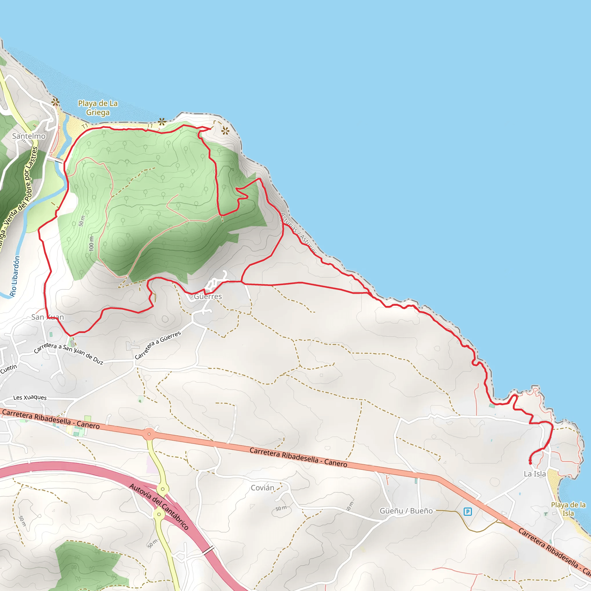Route between Beaches PR AS 134 mobile static map