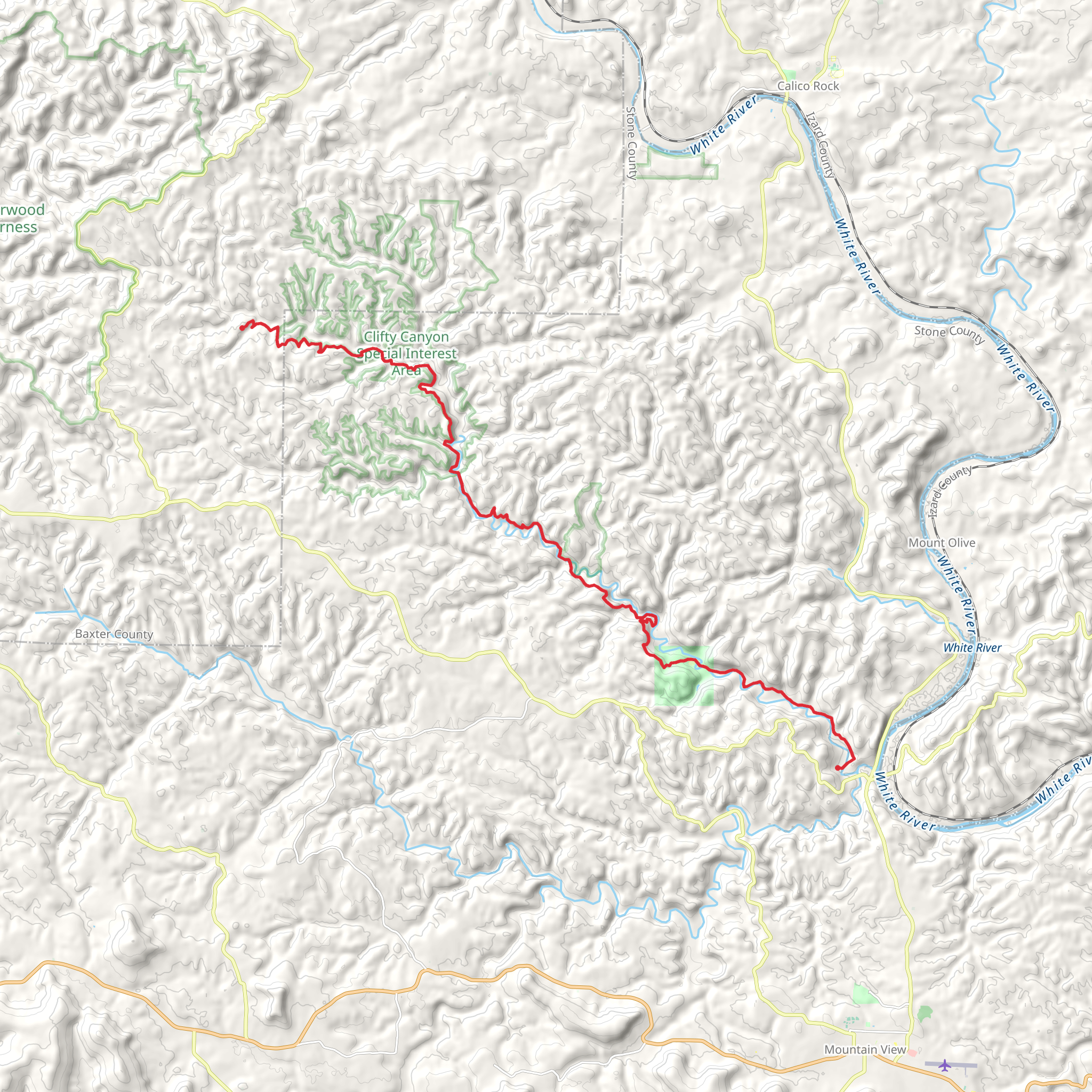 Sylamore Creek Trail mobile static map