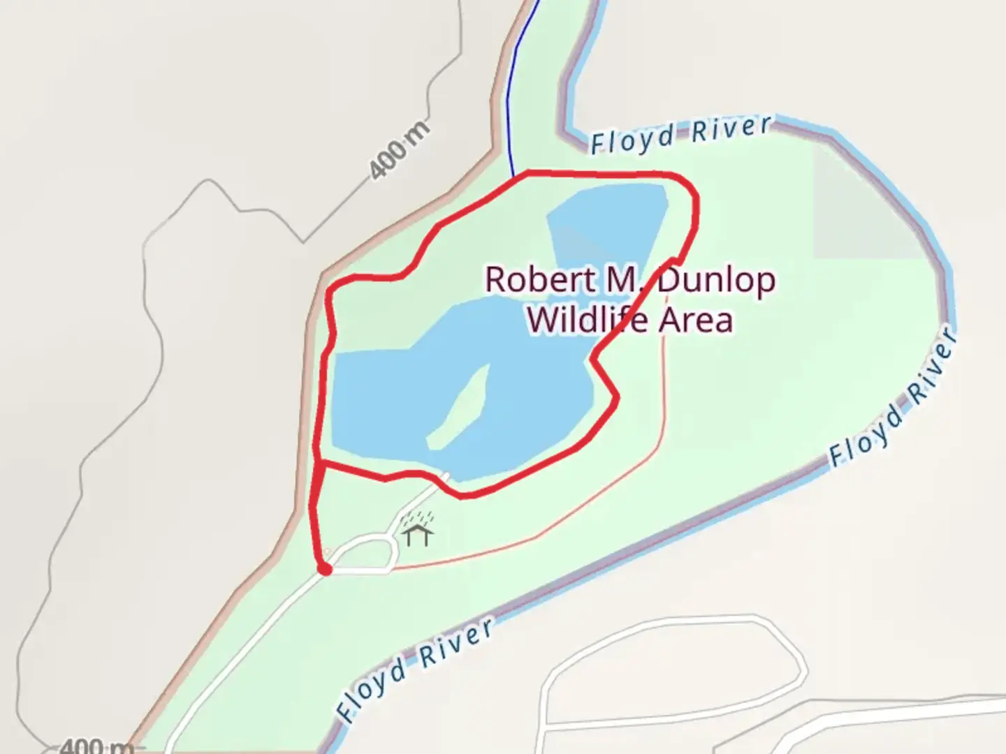 An image depicting the trail Robert M Dunlop Wildlife Area Loop and its surrounding area.