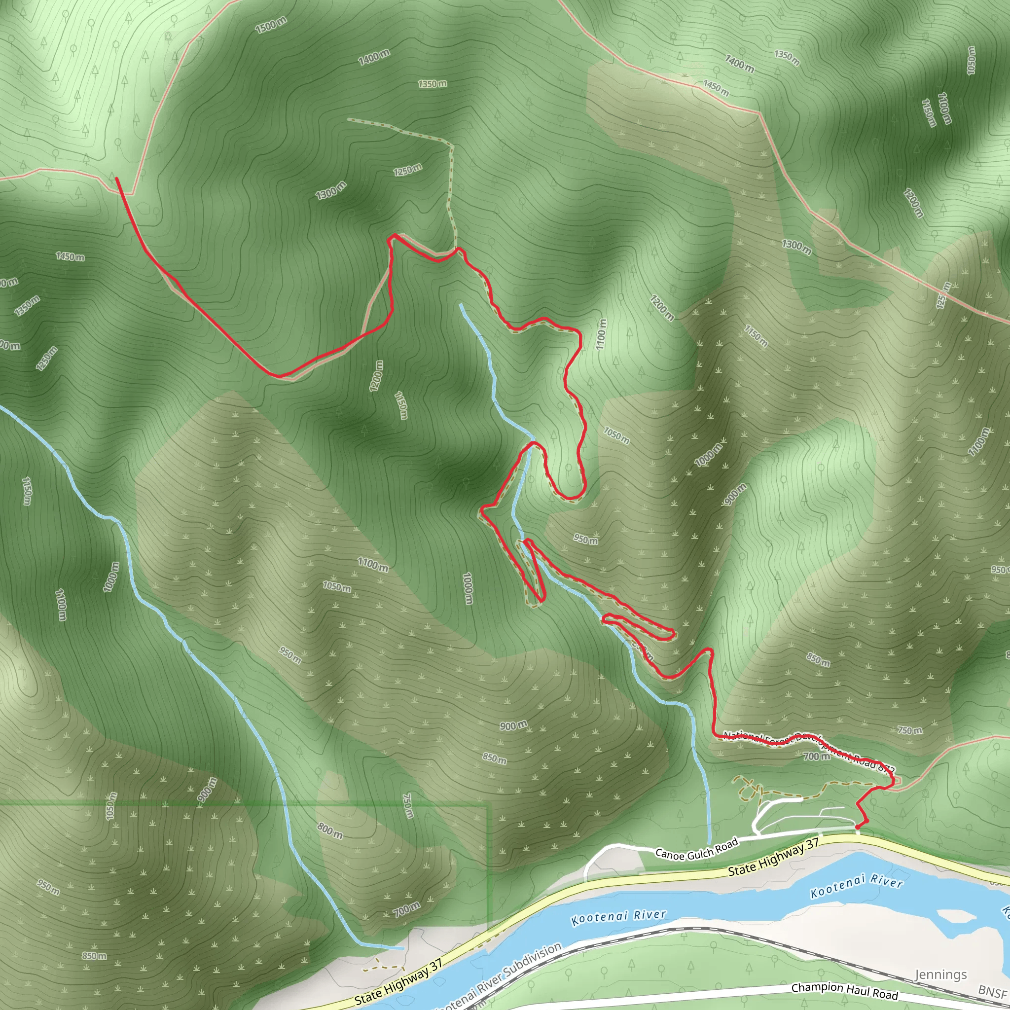 Rainy Divide Loop - Canoe Gulch Trail mobile static map