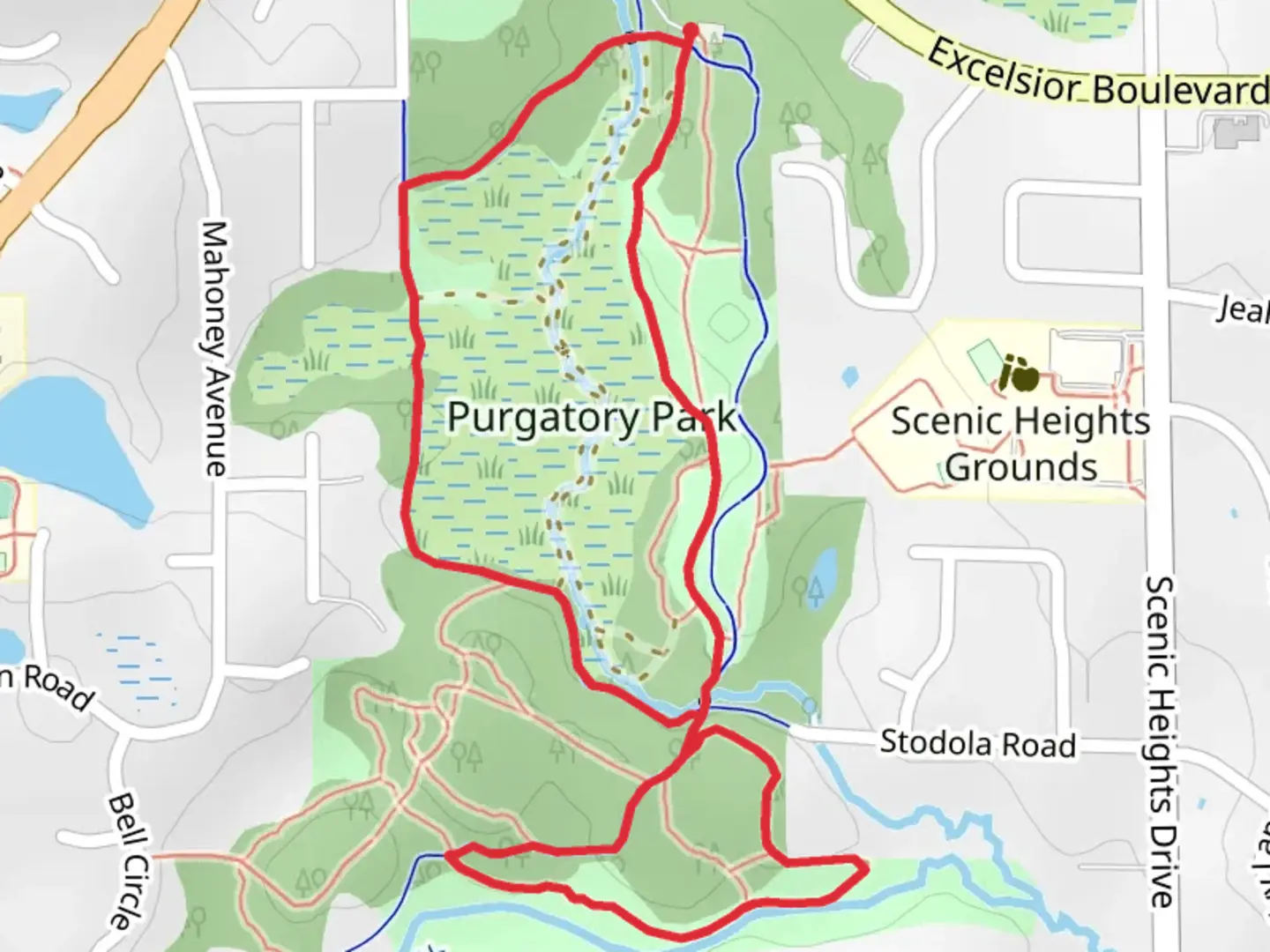 An image depicting the trail Purgatory Park Loop Trail and its surrounding area.