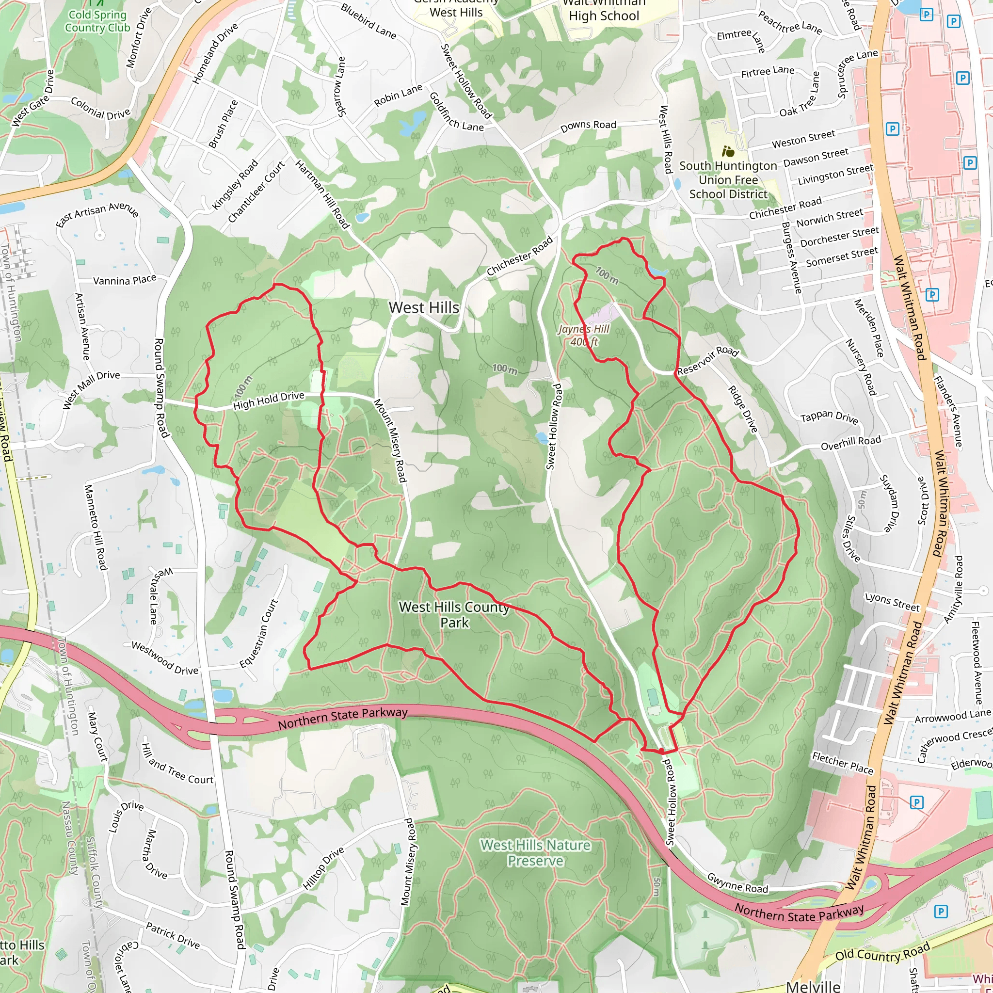 West Hills Country Park Loop mobile static map