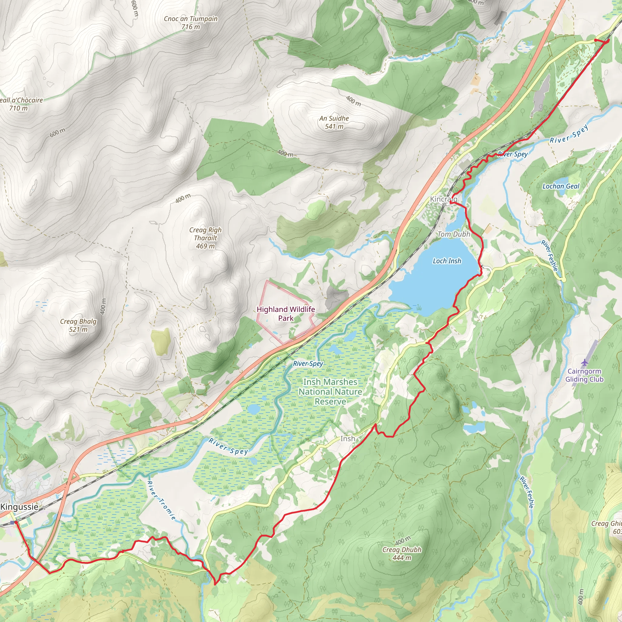Loch Insh and Loch Alvie from Kingussie mobile static map
