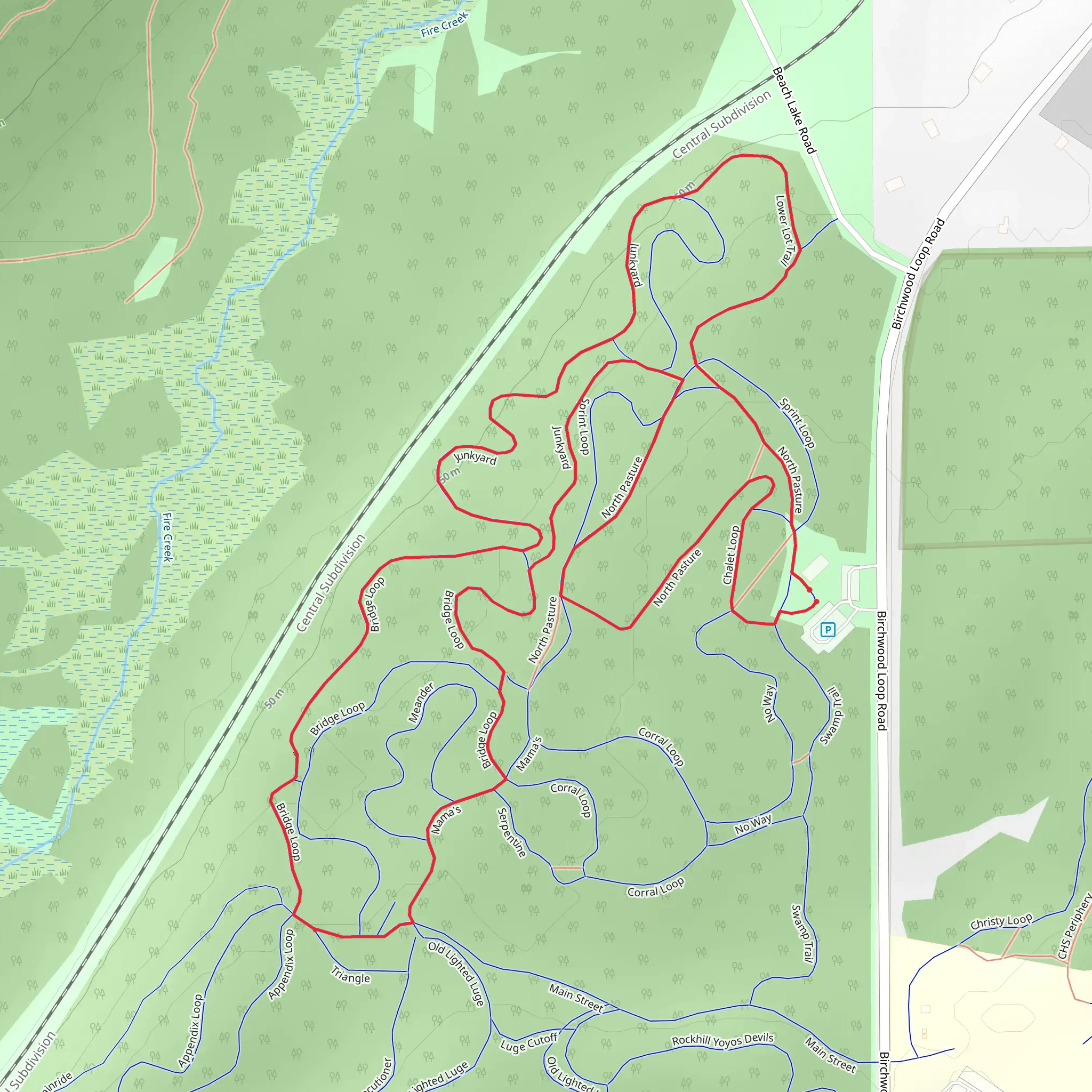 Lower Lot Trail and North Pasture Loop mobile static map
