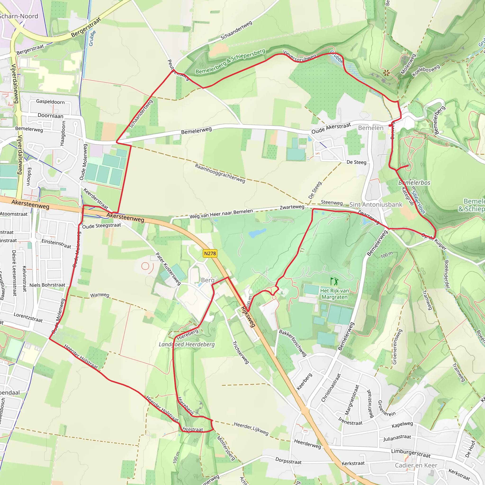 Veldstraat, Kolleberg, Heerdeberg and Bemelen Loop mobile static map
