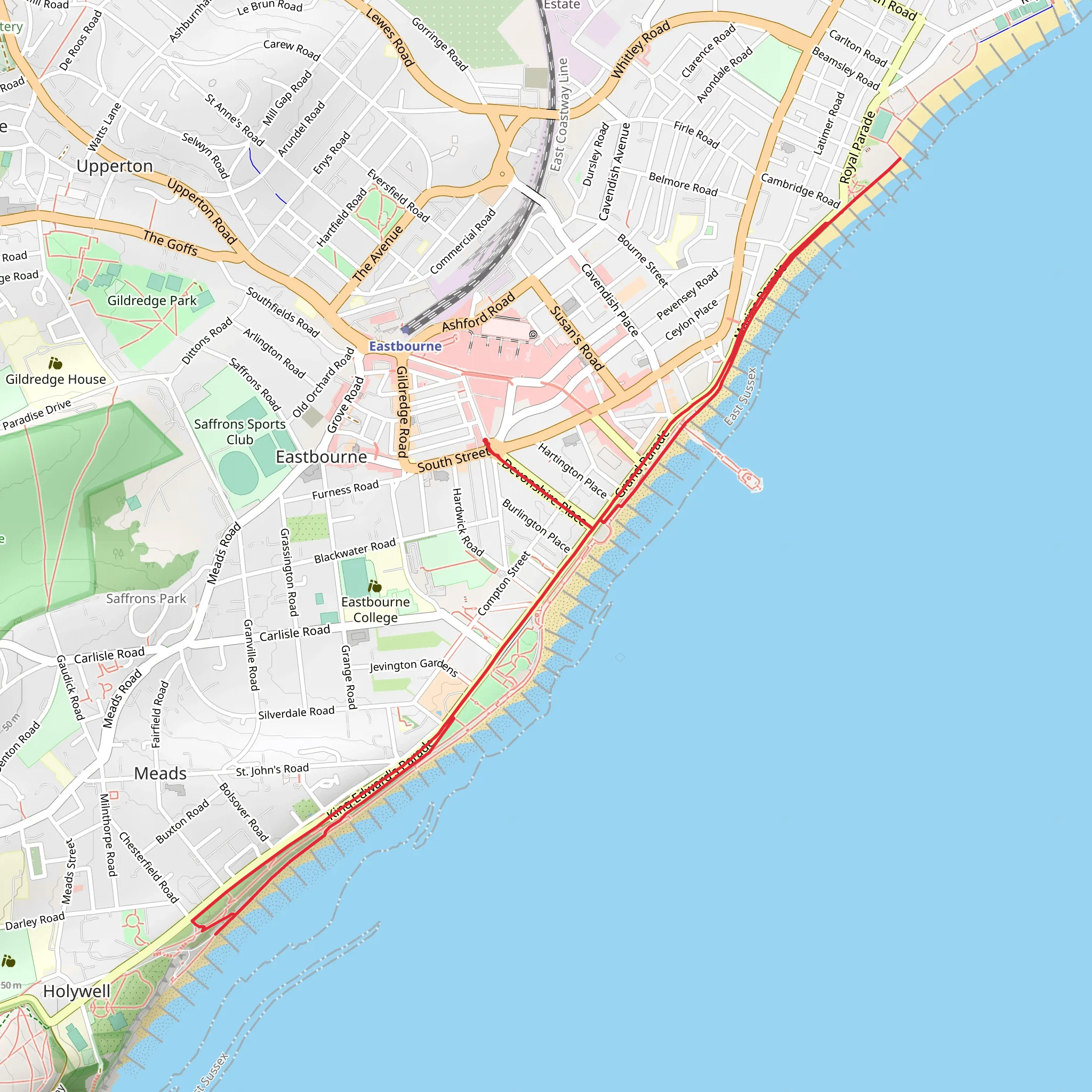 Eastbourne Beach and Helen Garden Walk mobile static map