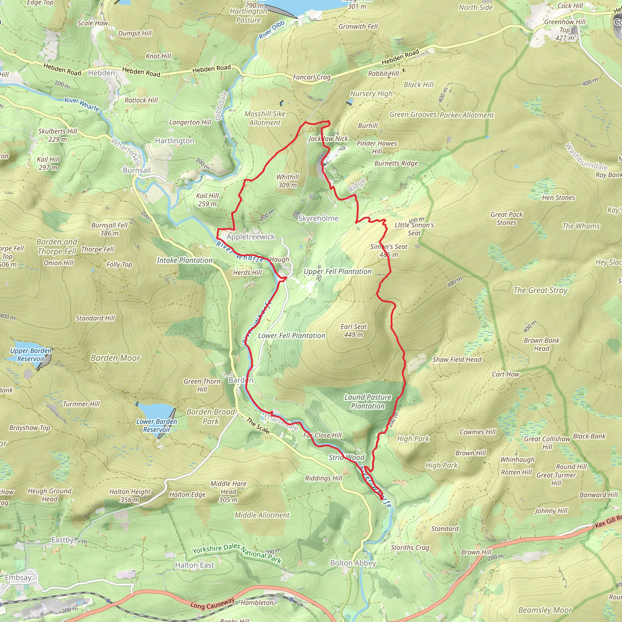 Valley of Desolation - Simon's Seat - Troller's Gill and the Strid mobile static map