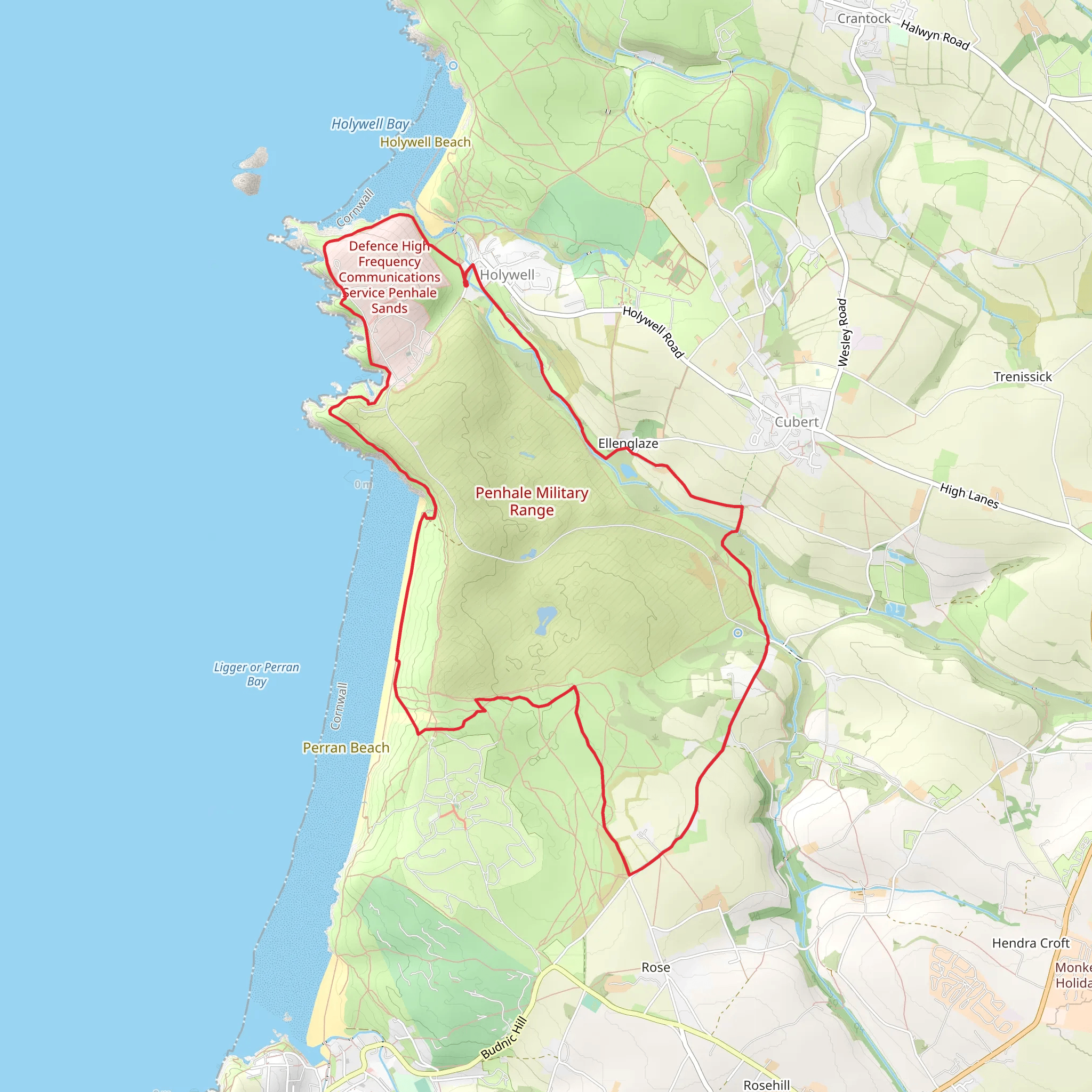 Holywell St Piran Walk mobile static map