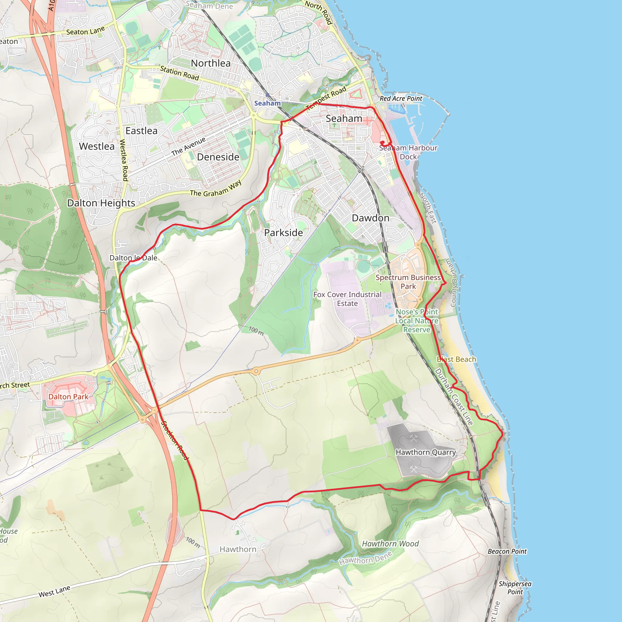Dalton Le Dale Country Park and Hawthorn Country Park Loop mobile static map