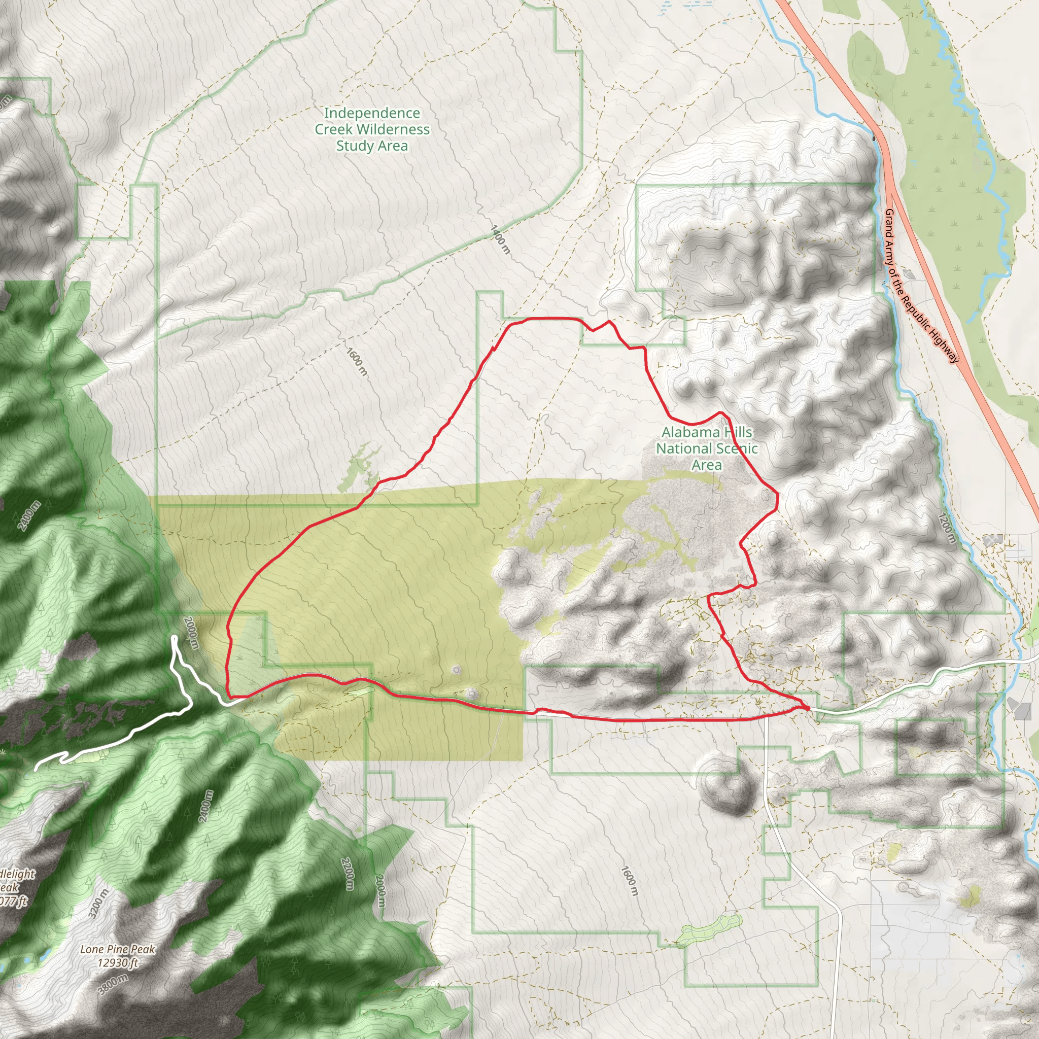 Lone Pine Creek and Hogback Creek Loop mobile static map