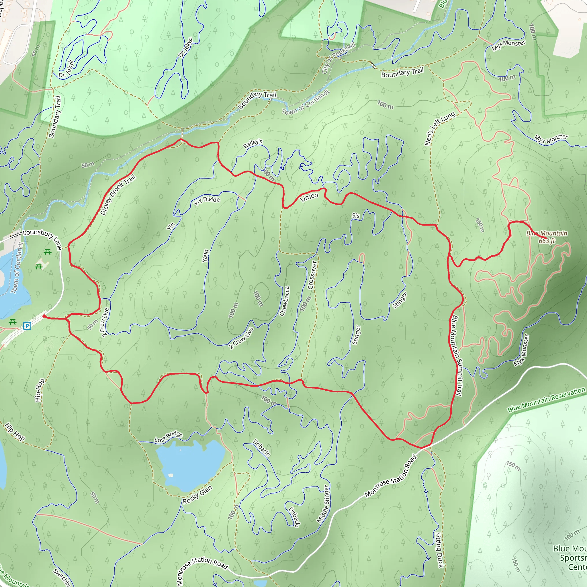 Blue Mountain Loop via Dickey Brook Trail and Limbo mobile static map