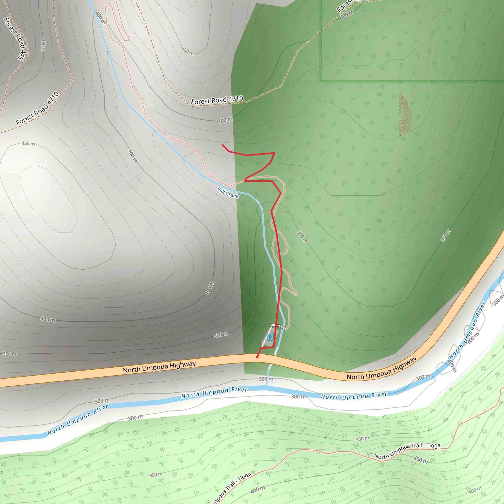 Jobs Garden via Falls Creek Trail mobile static map