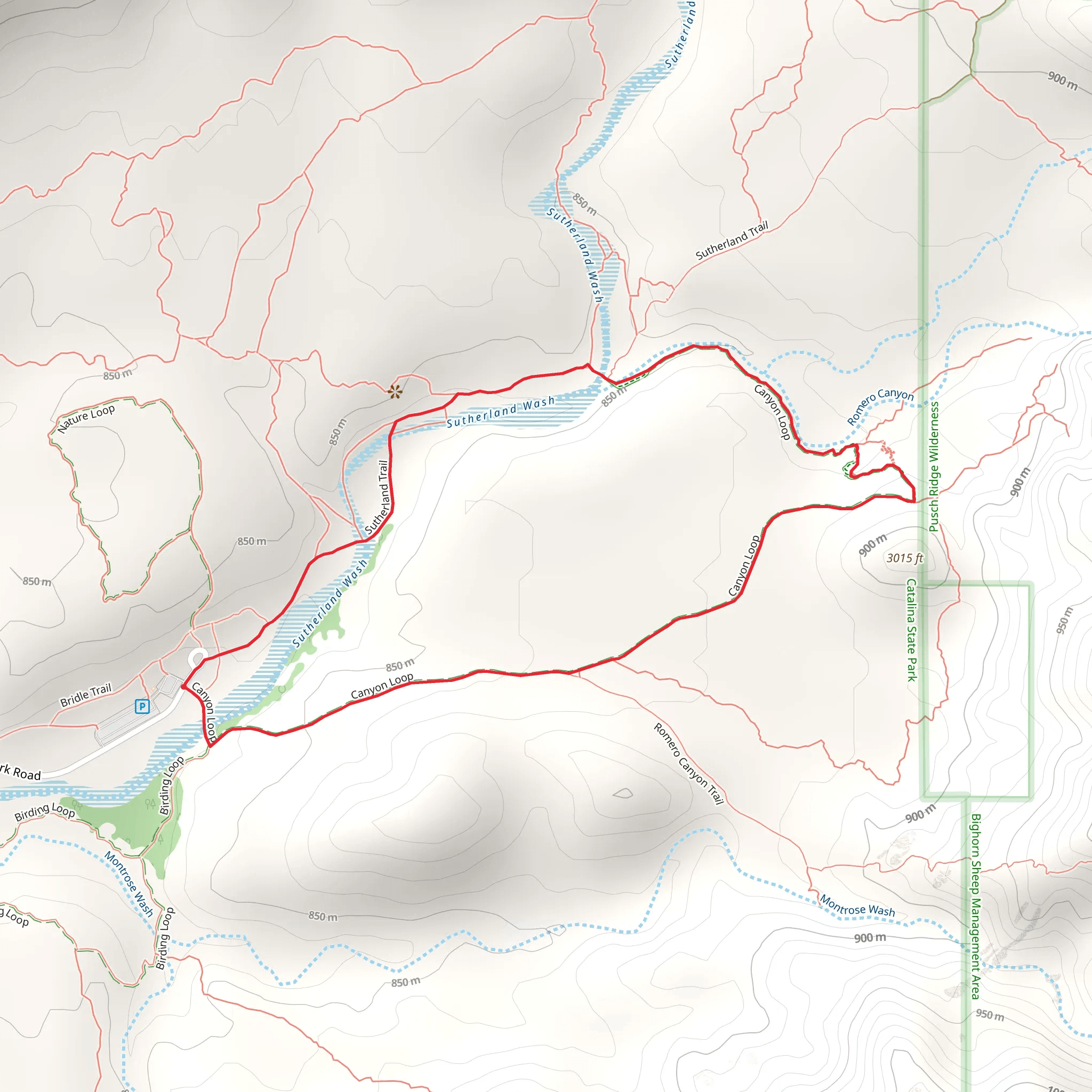Sutherland Trail and Canyon Loop mobile static map