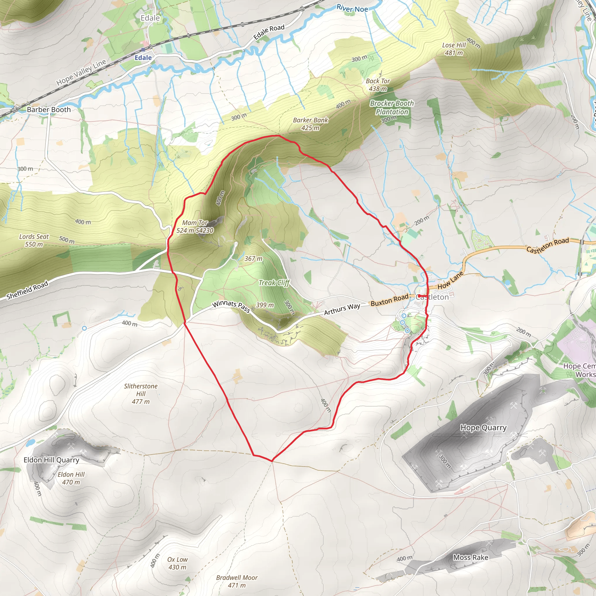 Mam Tor and Cave Dale from Castleton mobile static map