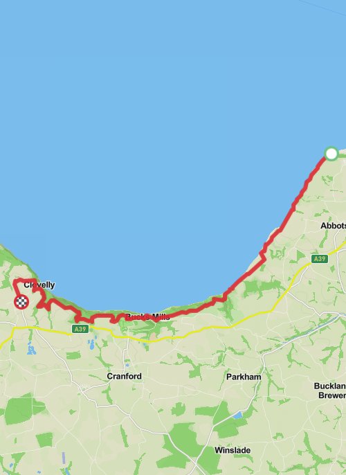 Hike on Westward Ho to Clovelly Walk mobile static map