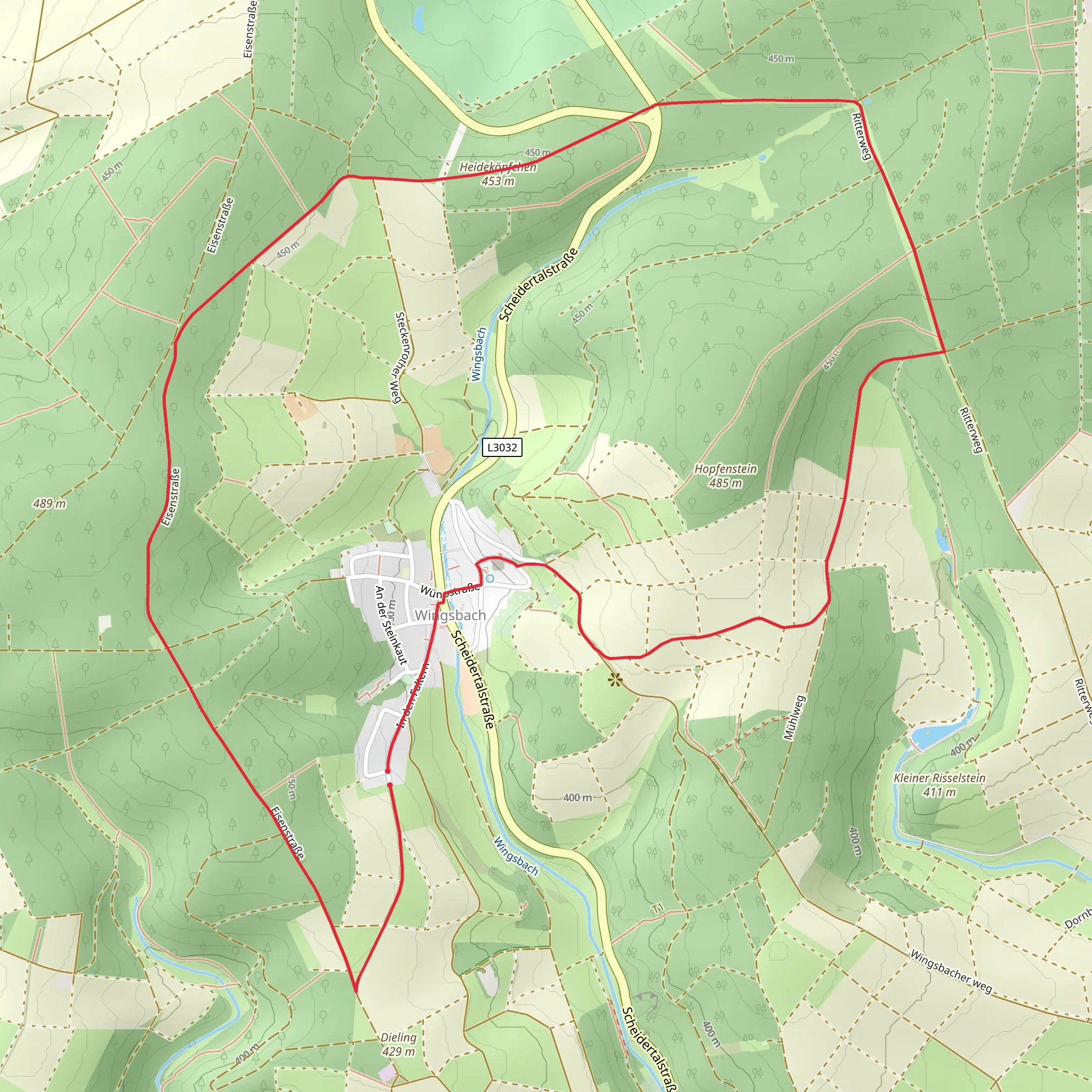 Heidekoepfchen via Wingsbacher Rundwanderweg and Limeswanderweg mobile static map