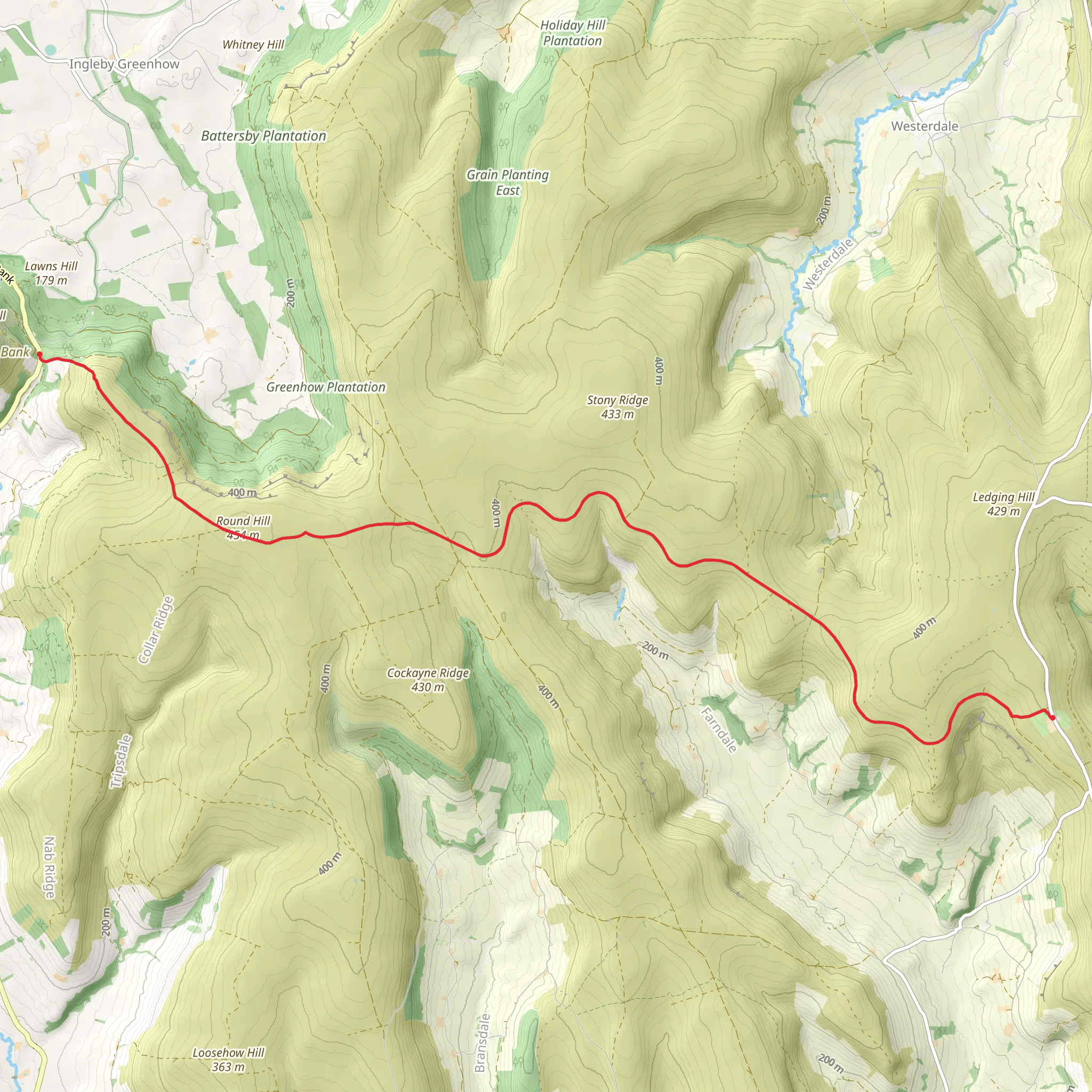 Clay Bank Top to Blakey Ridge Walk mobile static map